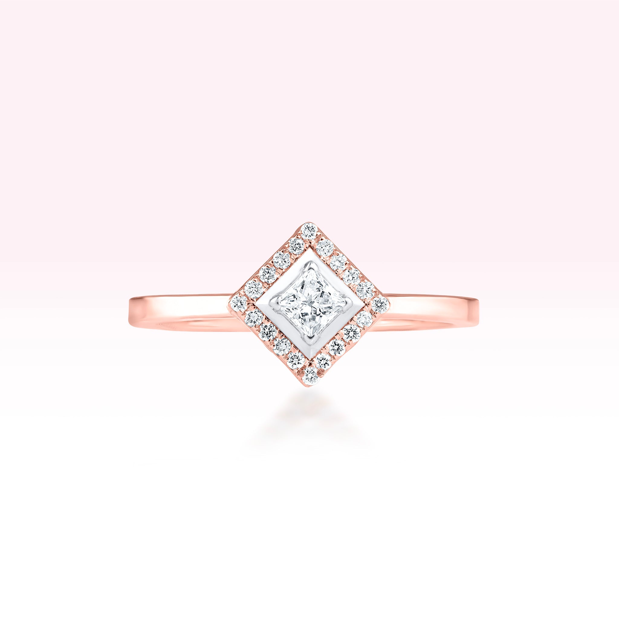 14K Rose Gold Princess Cut Solitaire Diamond Ring - Thessia