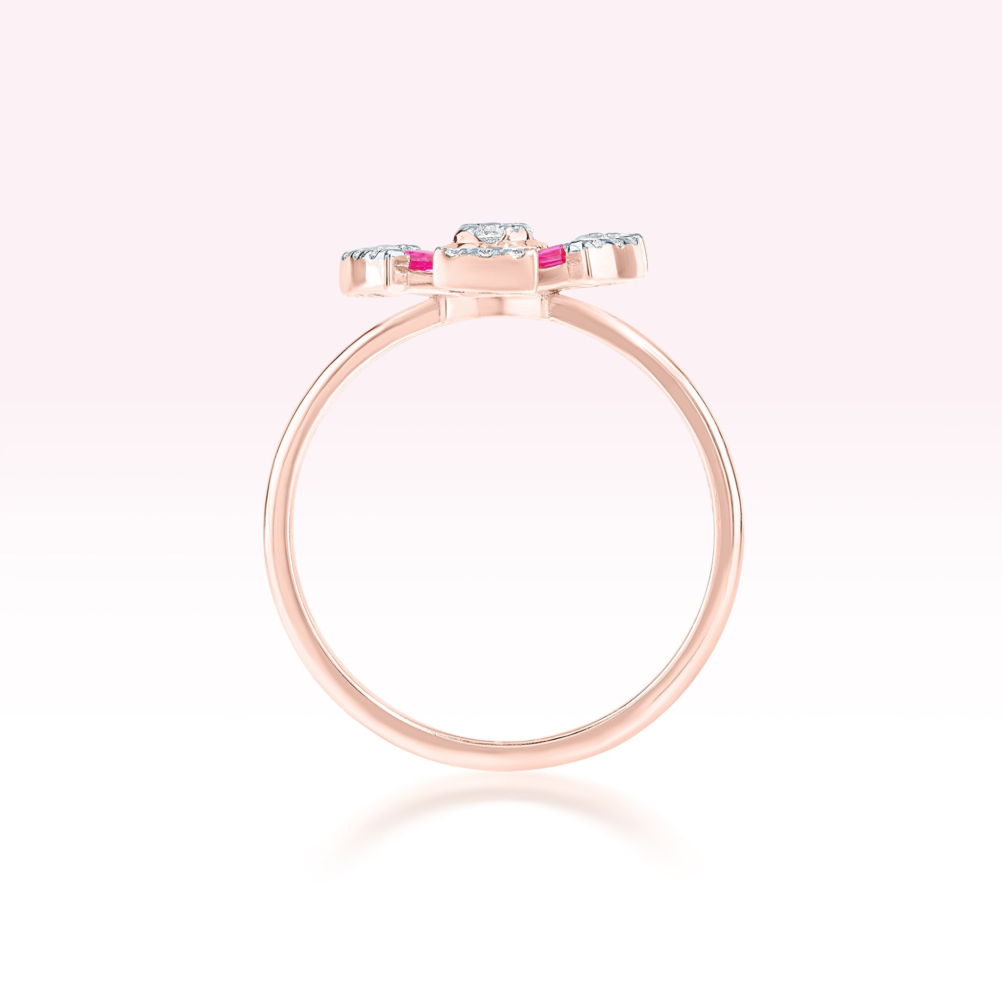 14K Rose Gold Semi Precious Stone Flower Ring - Thessia