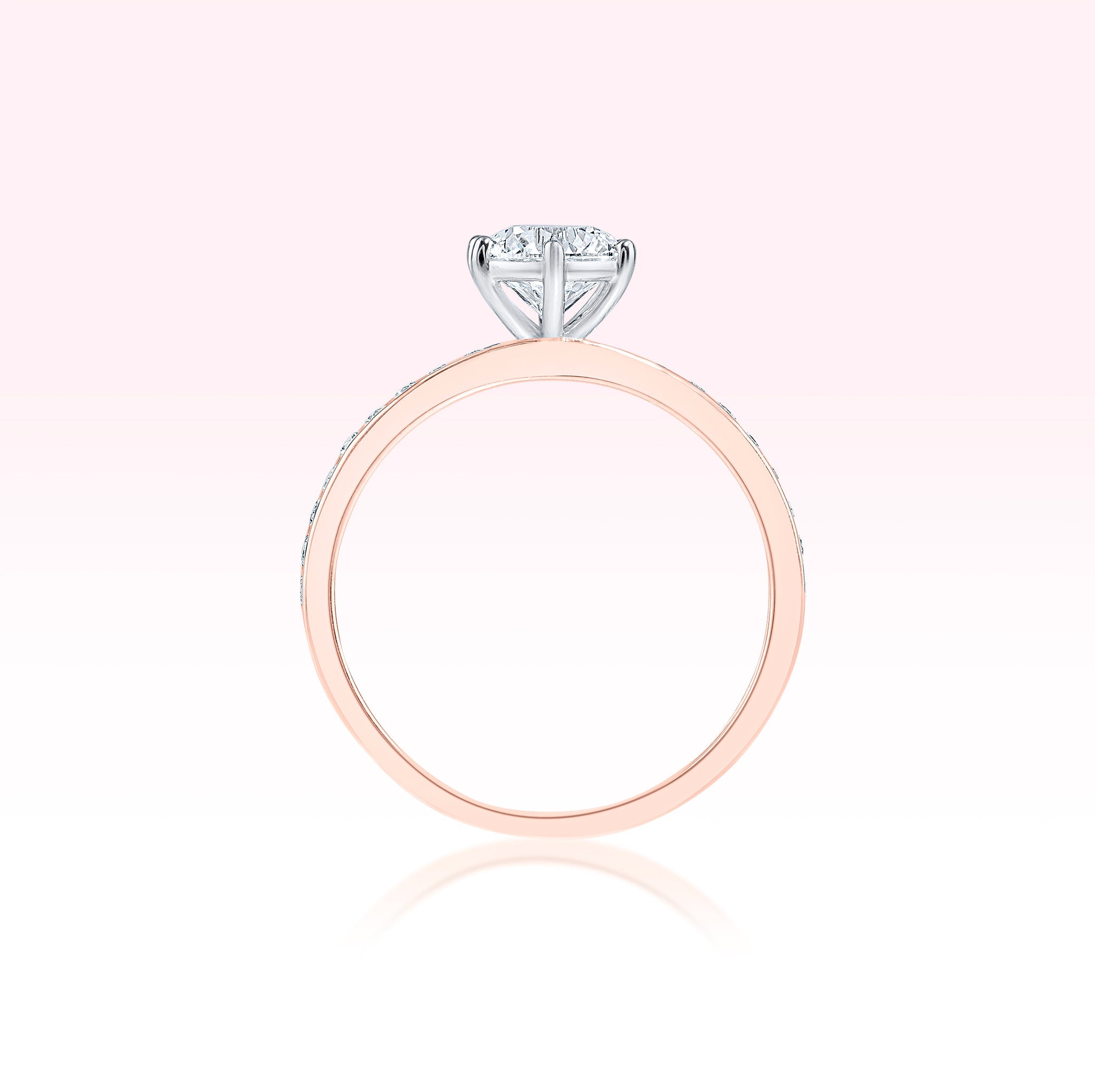 14K Rose Gold Single Line Diamond Ring - Thessia