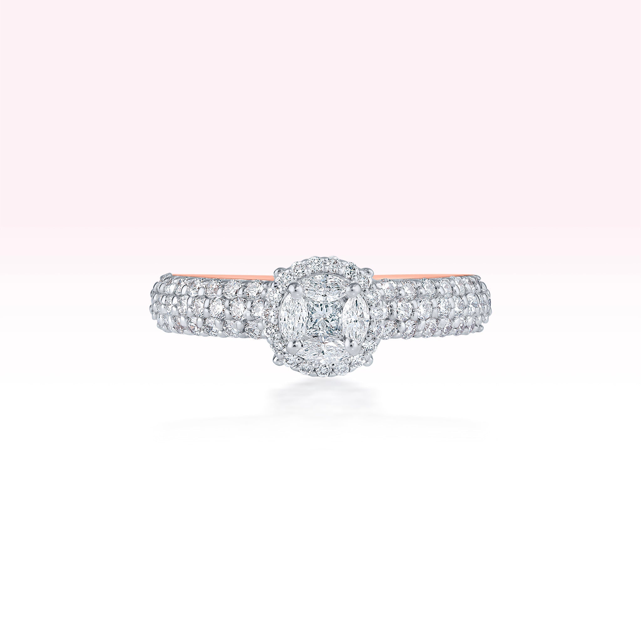 14K Rose Gold Three Line Diamond Ring - Thessia