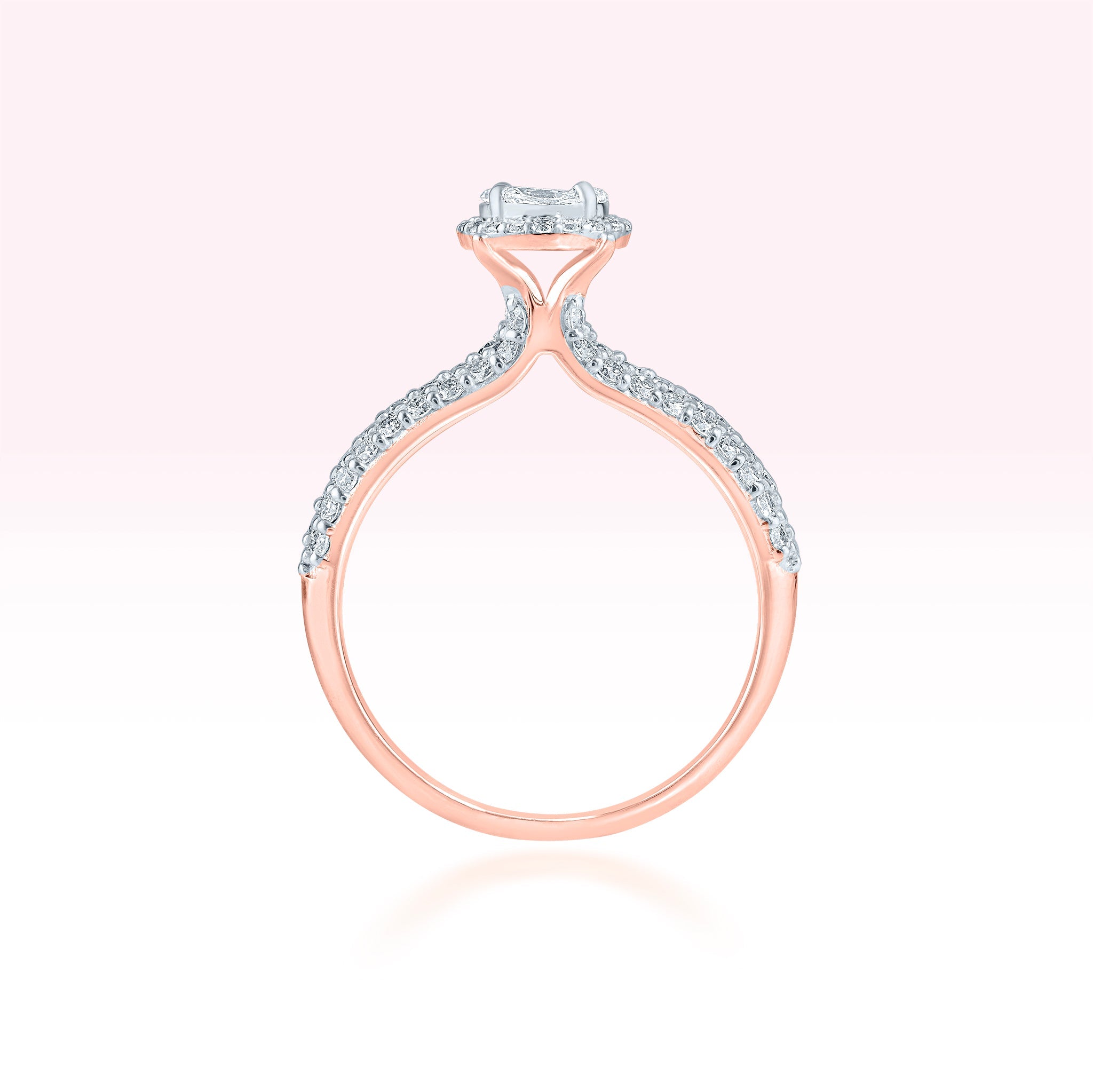 14K Rose Gold Three Line Diamond Ring - Thessia