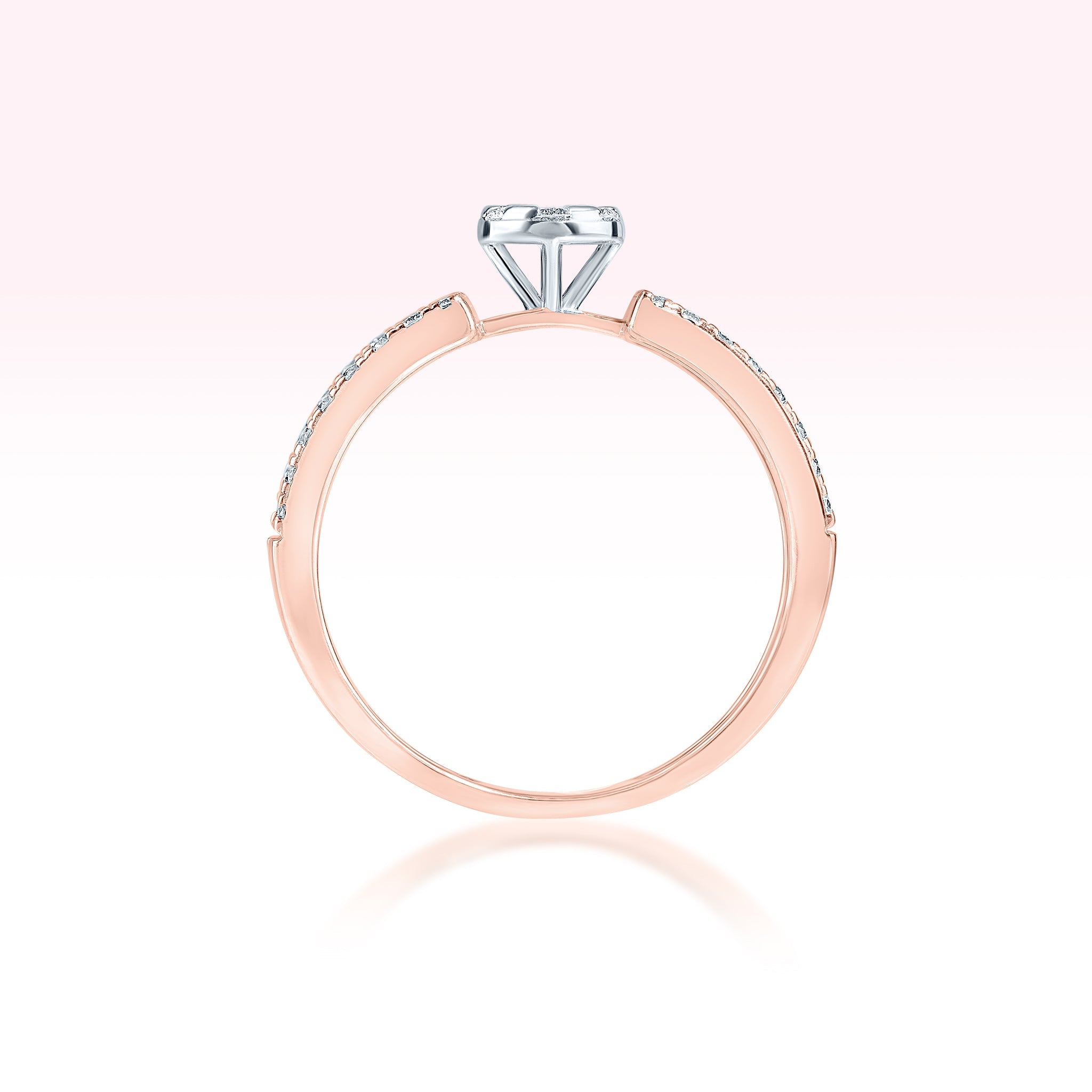 14K Rose Gold Two Line Diamond Ring - Thessia