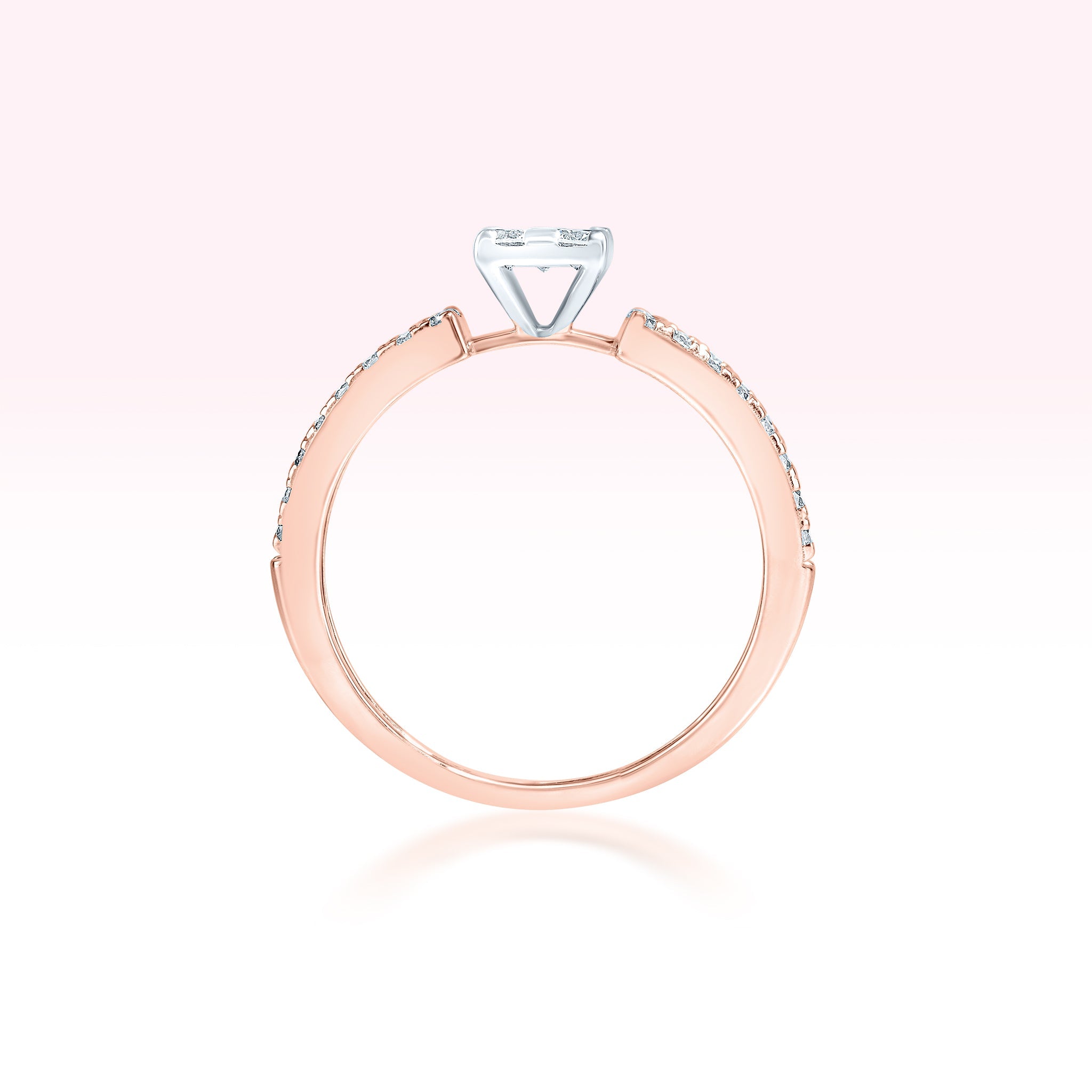 14K Rose Gold Two Line Diamond Ring - Thessia