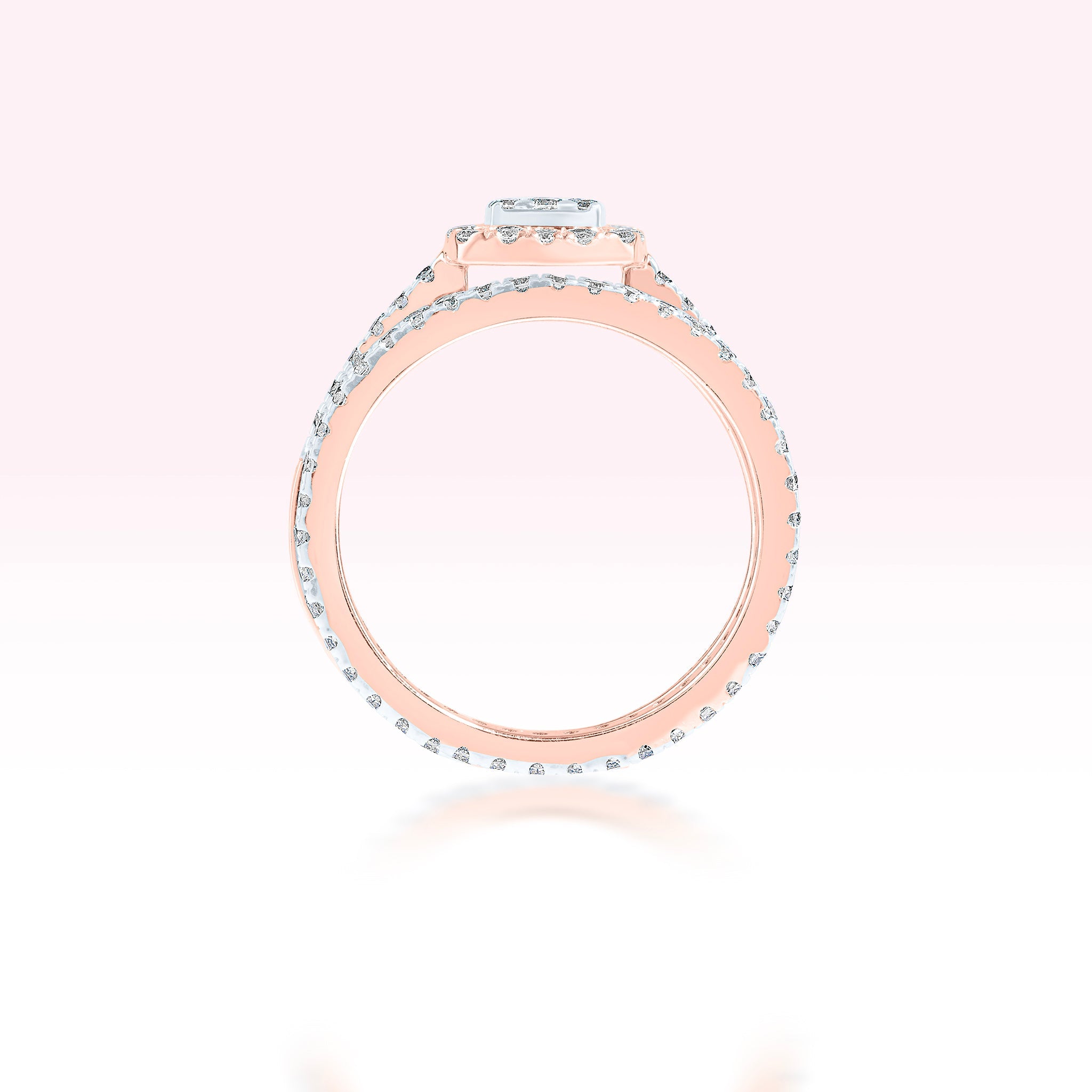 14K Rose Gold Two Line Diamond Ring - Thessia