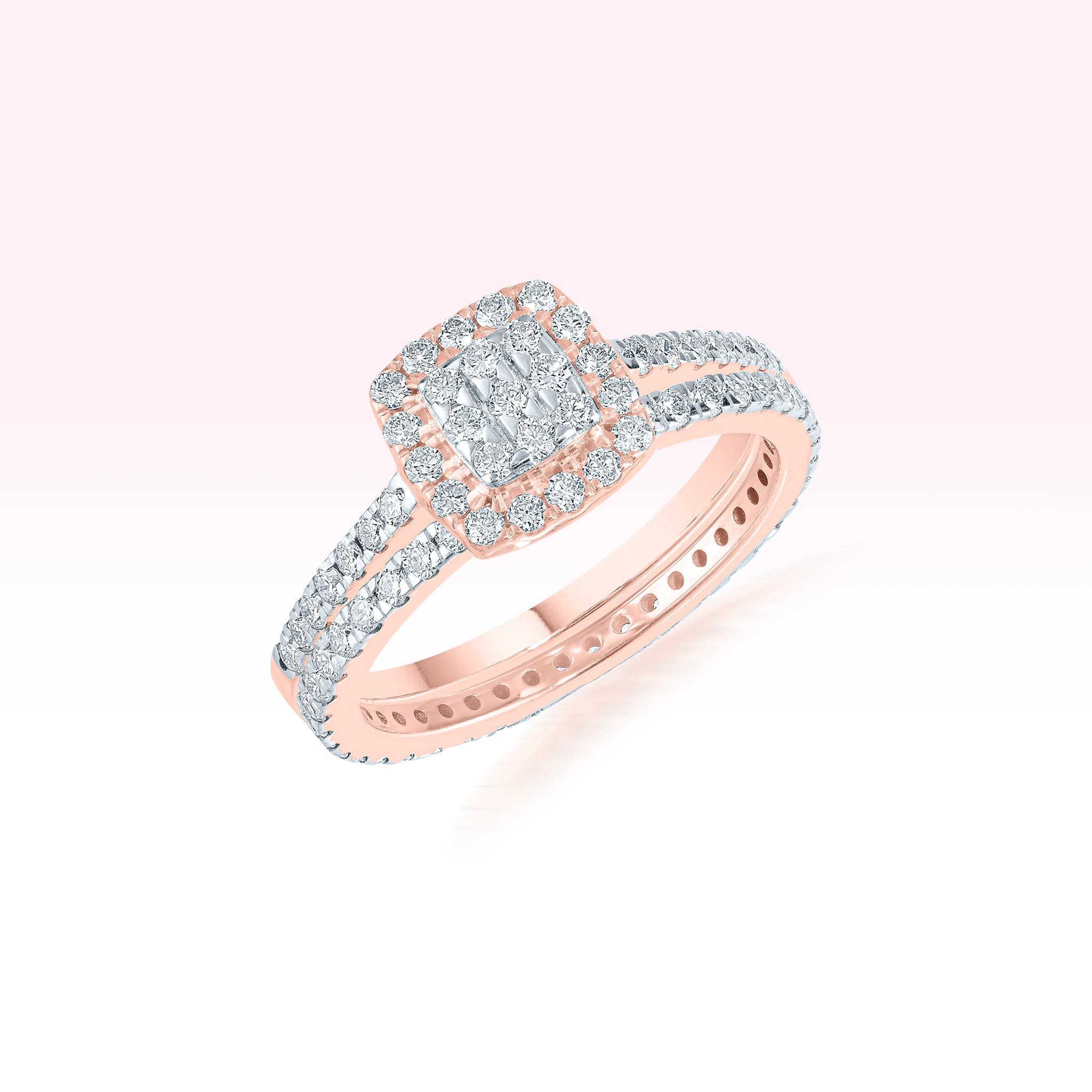 14K Rose Gold Two Line Diamond Ring - Thessia