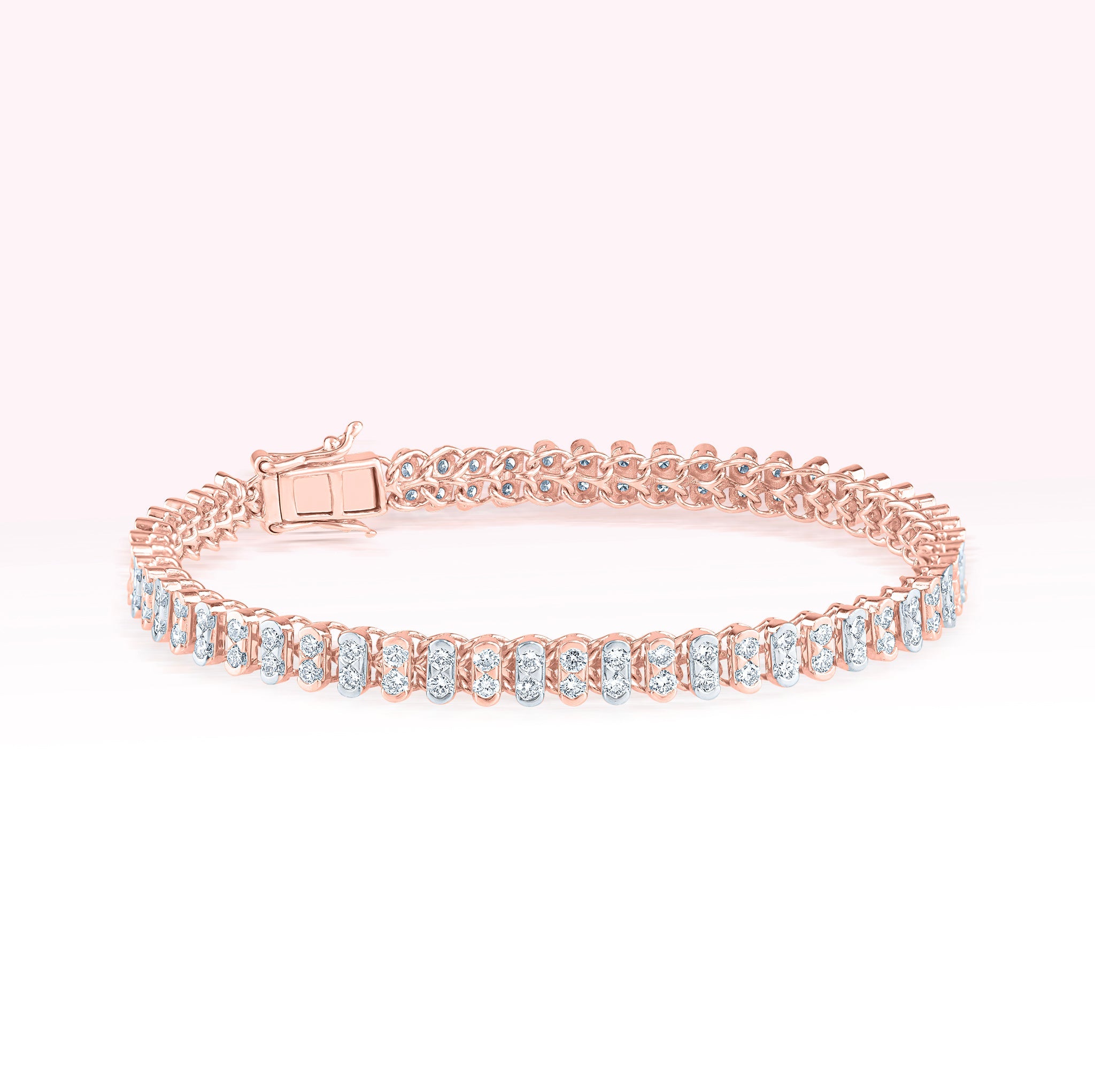 14K Rose Gold Two Line Tennis Bracelet - Thessia