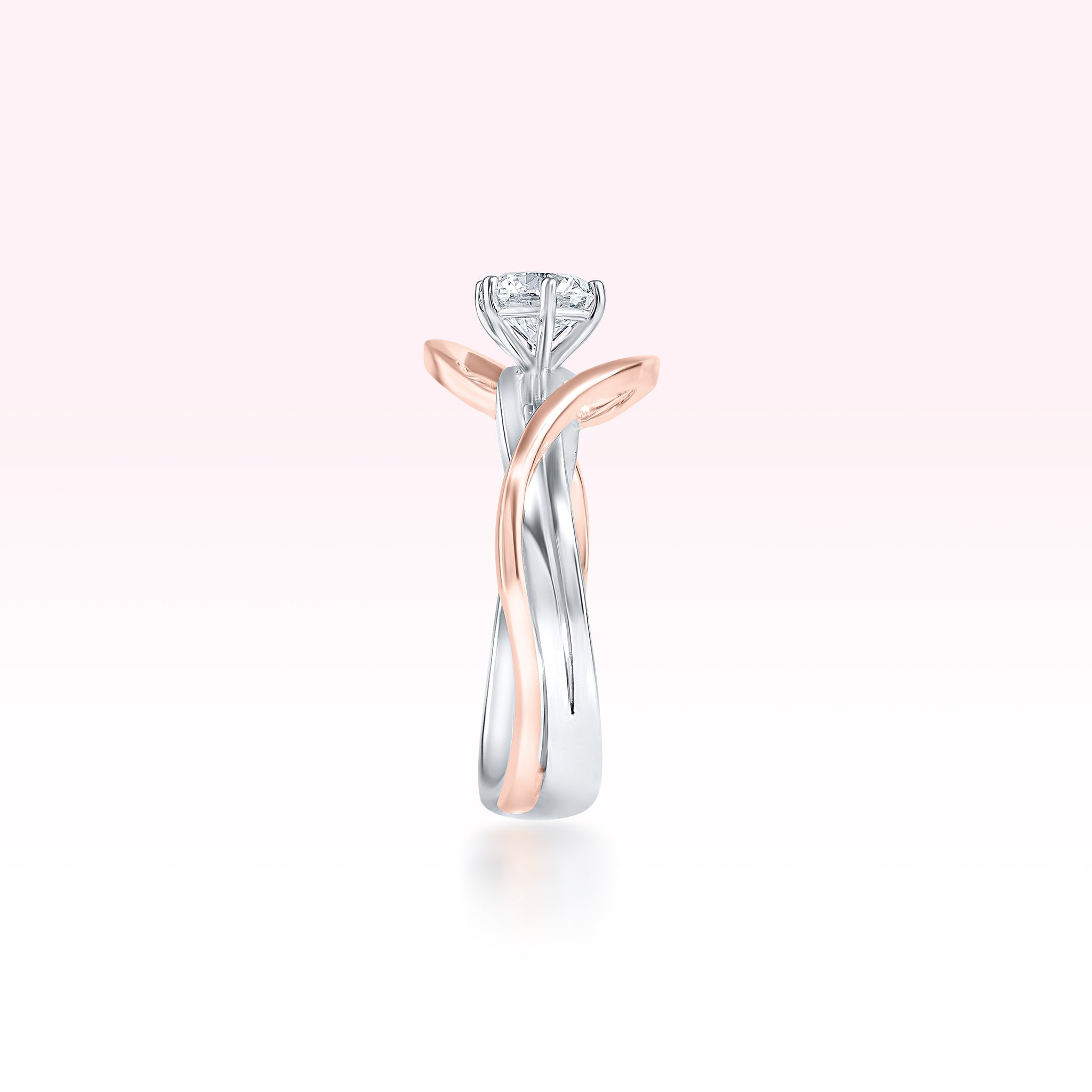 14K Rose Gold White Gold Diamond Solitaire Ring - Thessia