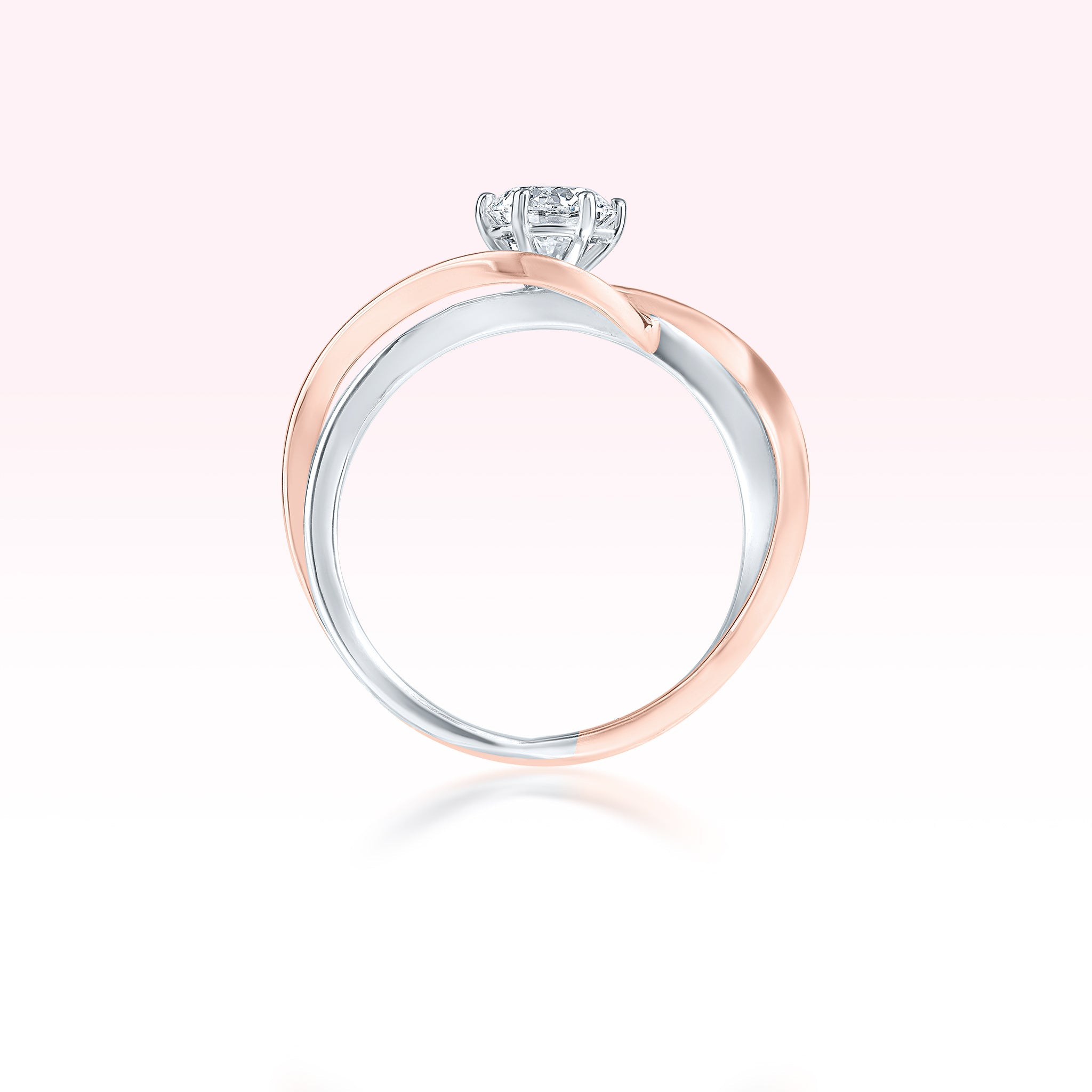 14K Rose Gold White Gold Diamond Solitaire Ring - Thessia
