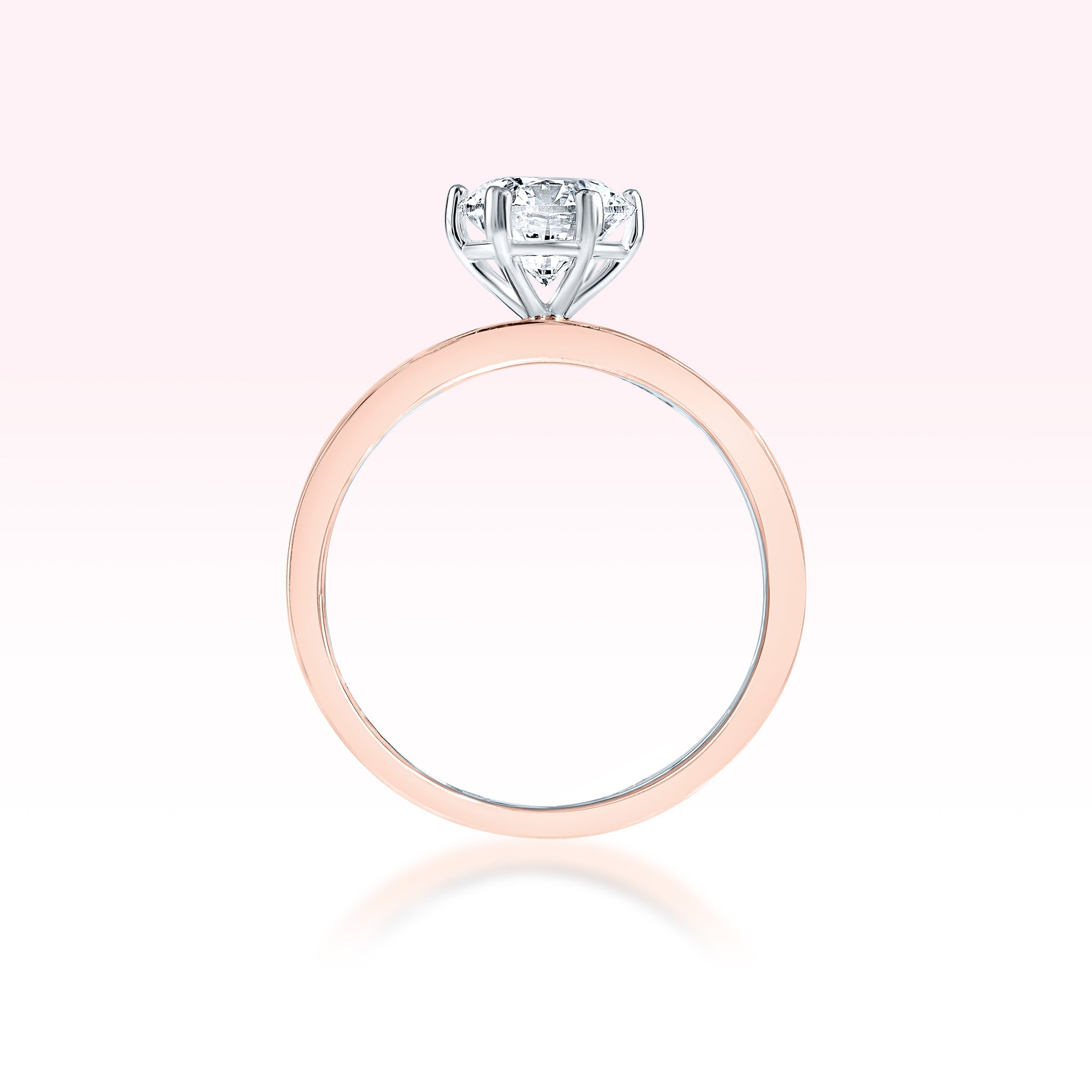 14K Rose Gold White Gold Diamond Solitaire Ring - Thessia