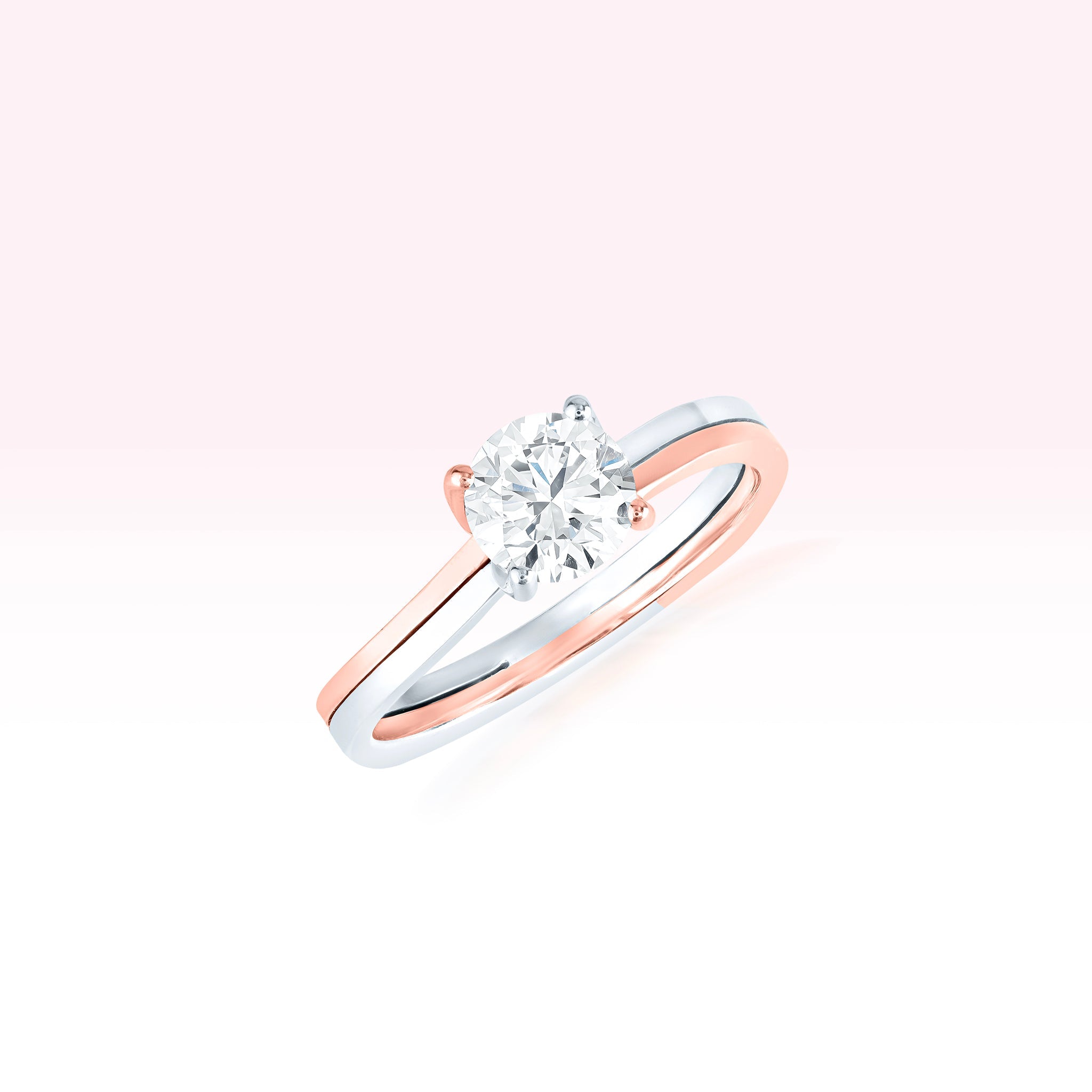 14K Rose Gold | White Gold Diamond Swirl Solitaire Ring - Thessia