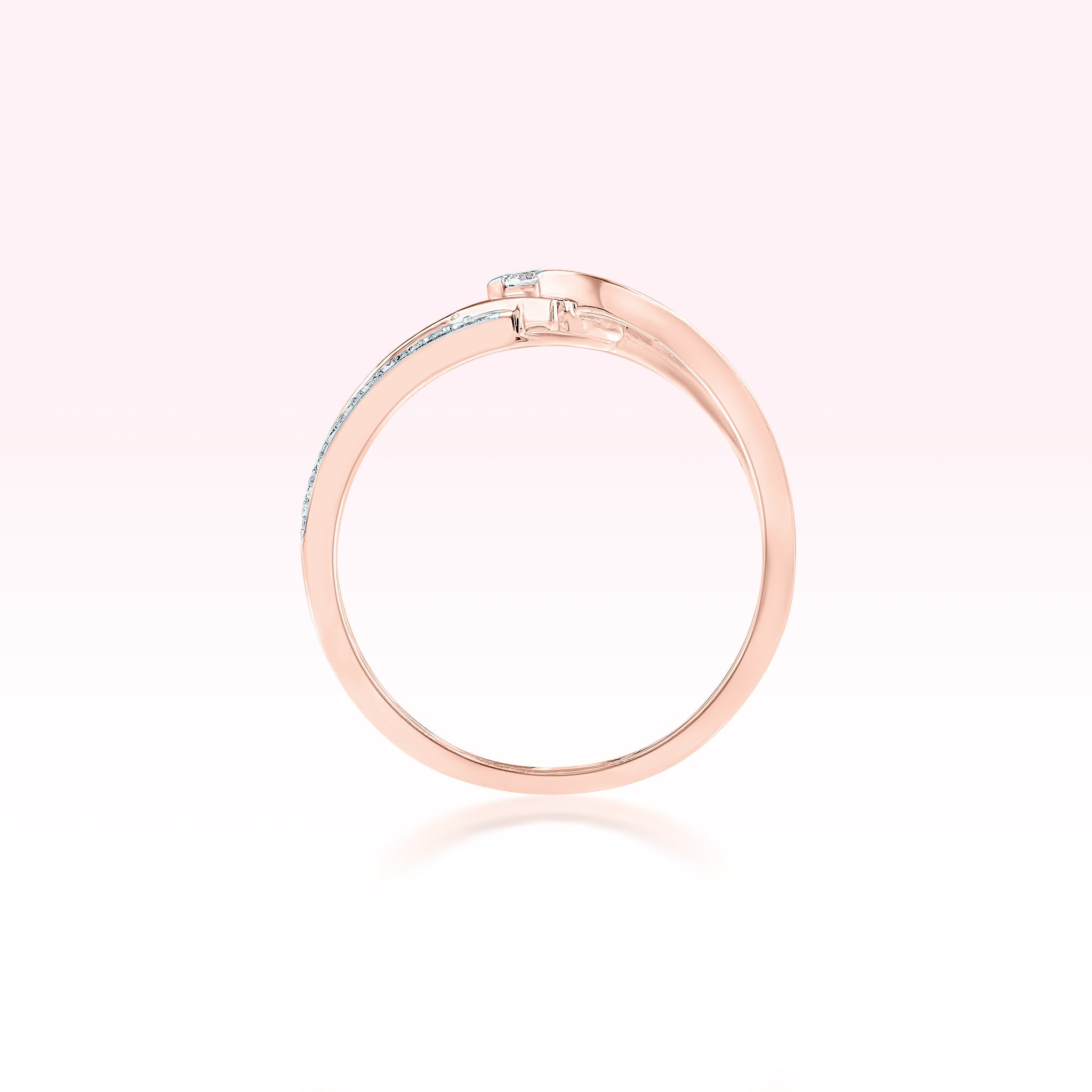 14K Rose Gold White Gold Single Line Diamond Twirl Ring - Thessia