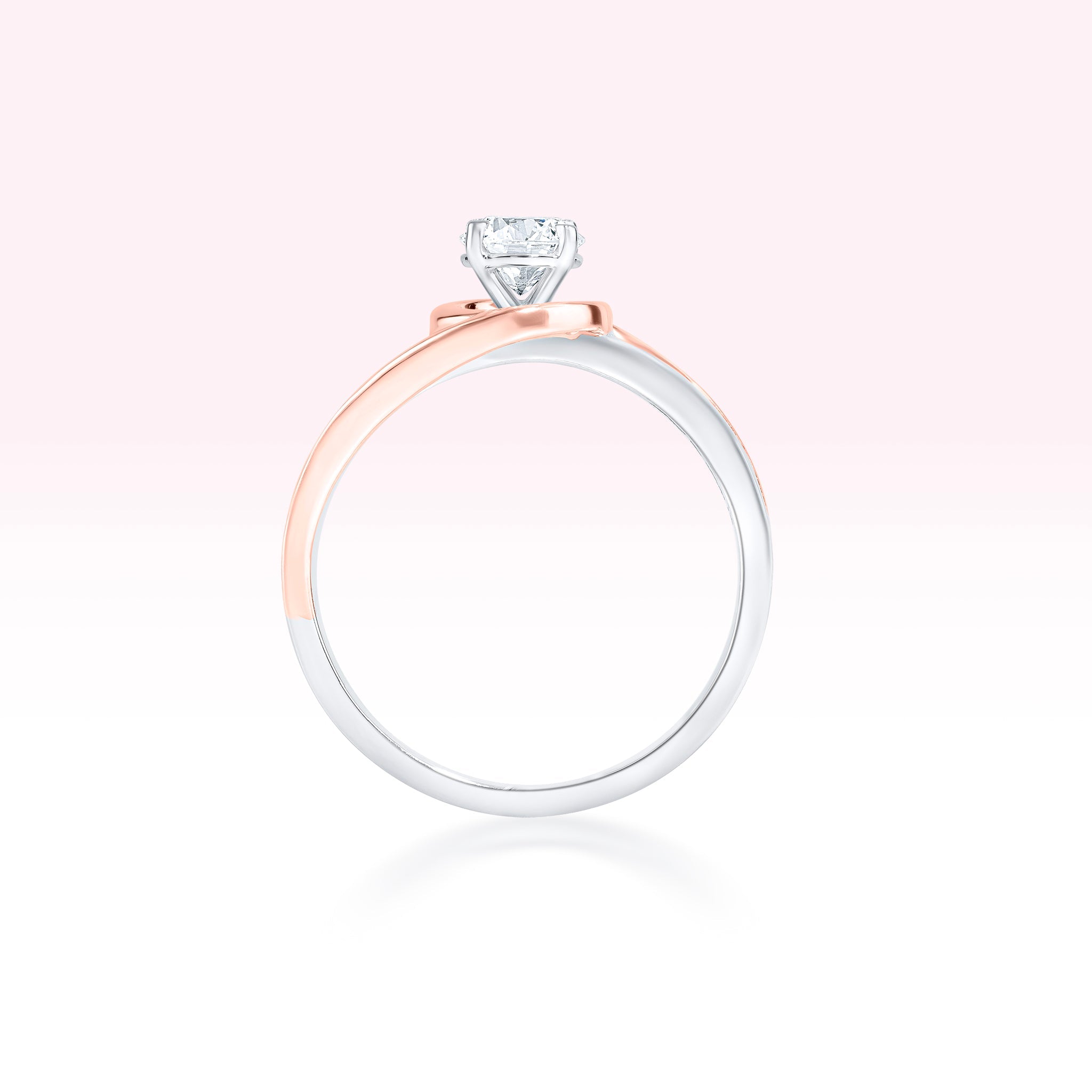 14K Rose Gold White Gold Solitaire Ring - Thessia