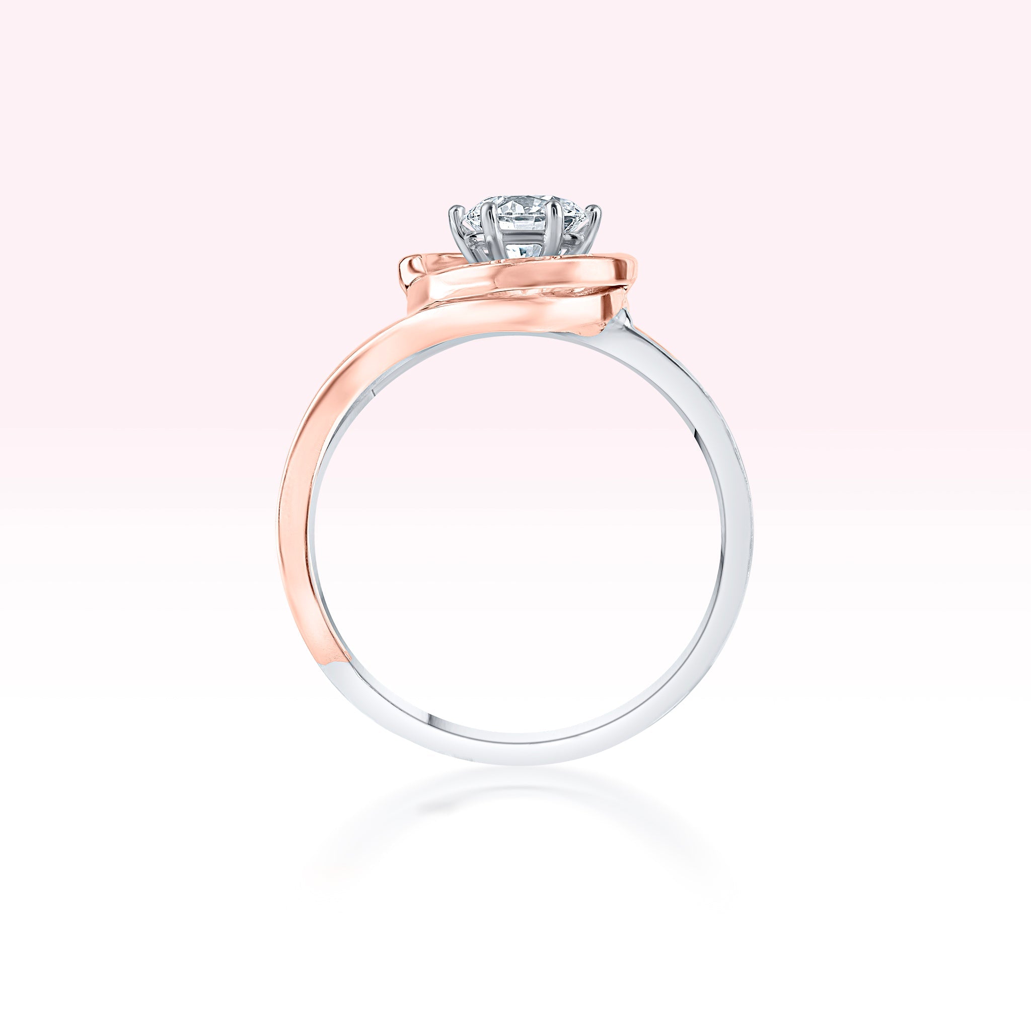14K Rose Gold White Gold Solitaire Ring - Thessia