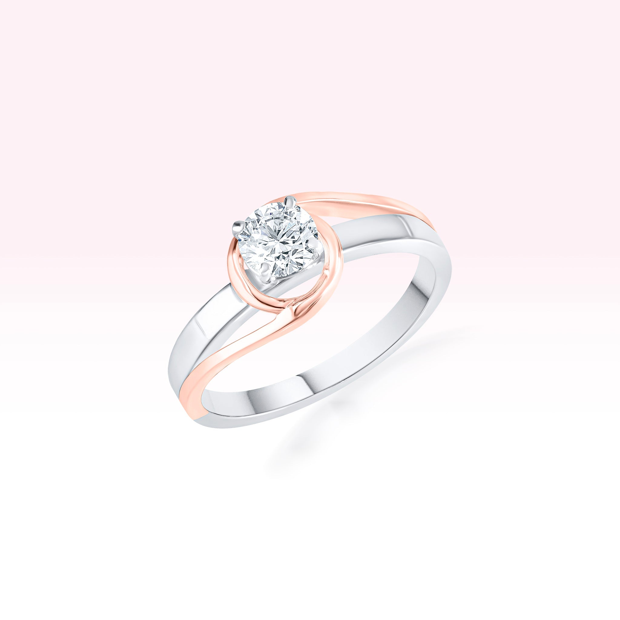 14K Rose Gold White Gold Solitaire Ring - Thessia