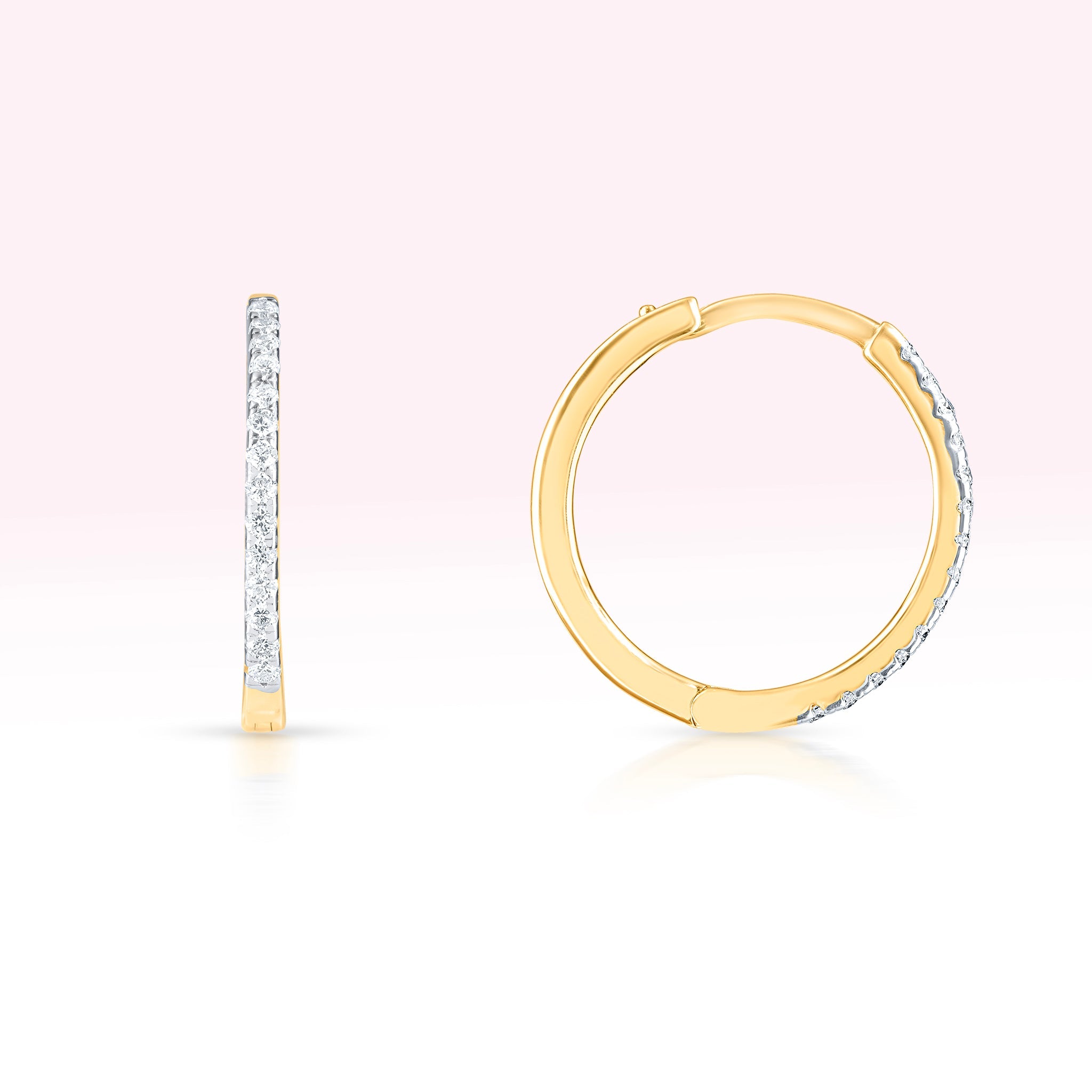 14K Single Line Yellow Gold Diamond Earrings - Thessia