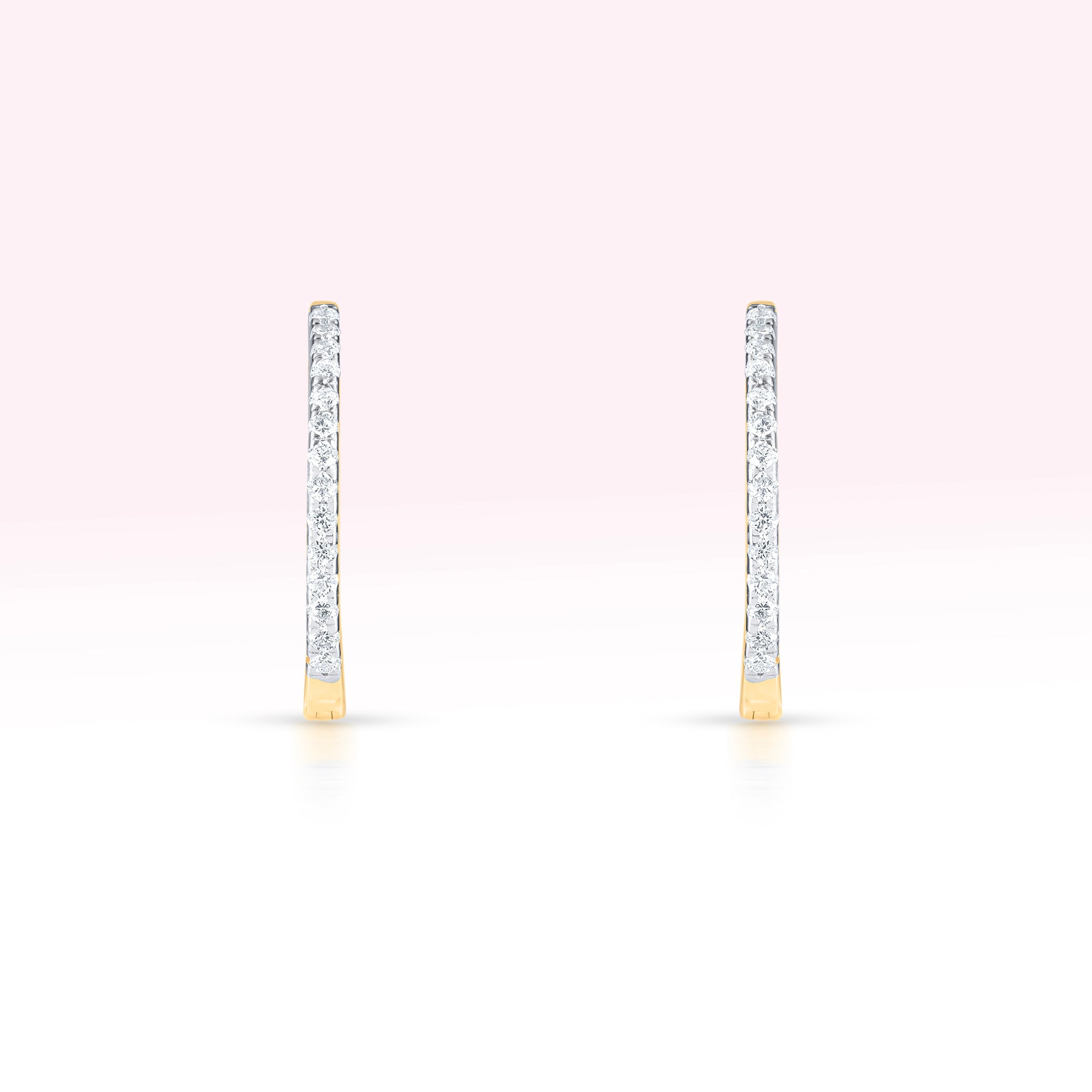 14K Single Line Yellow Gold Diamond Earrings - Thessia