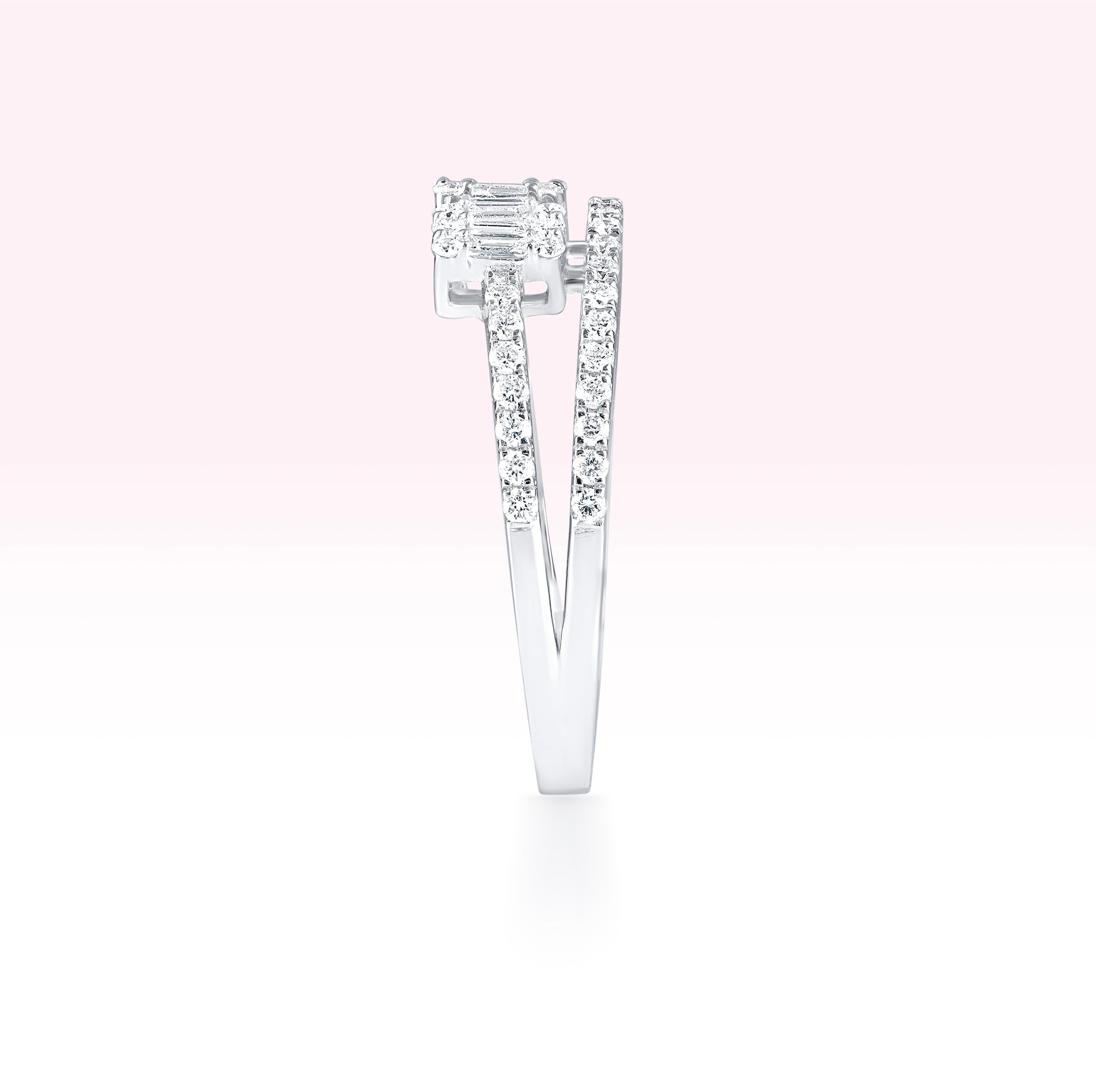 14K White Gold Baguette Diamond Ring - Thessia