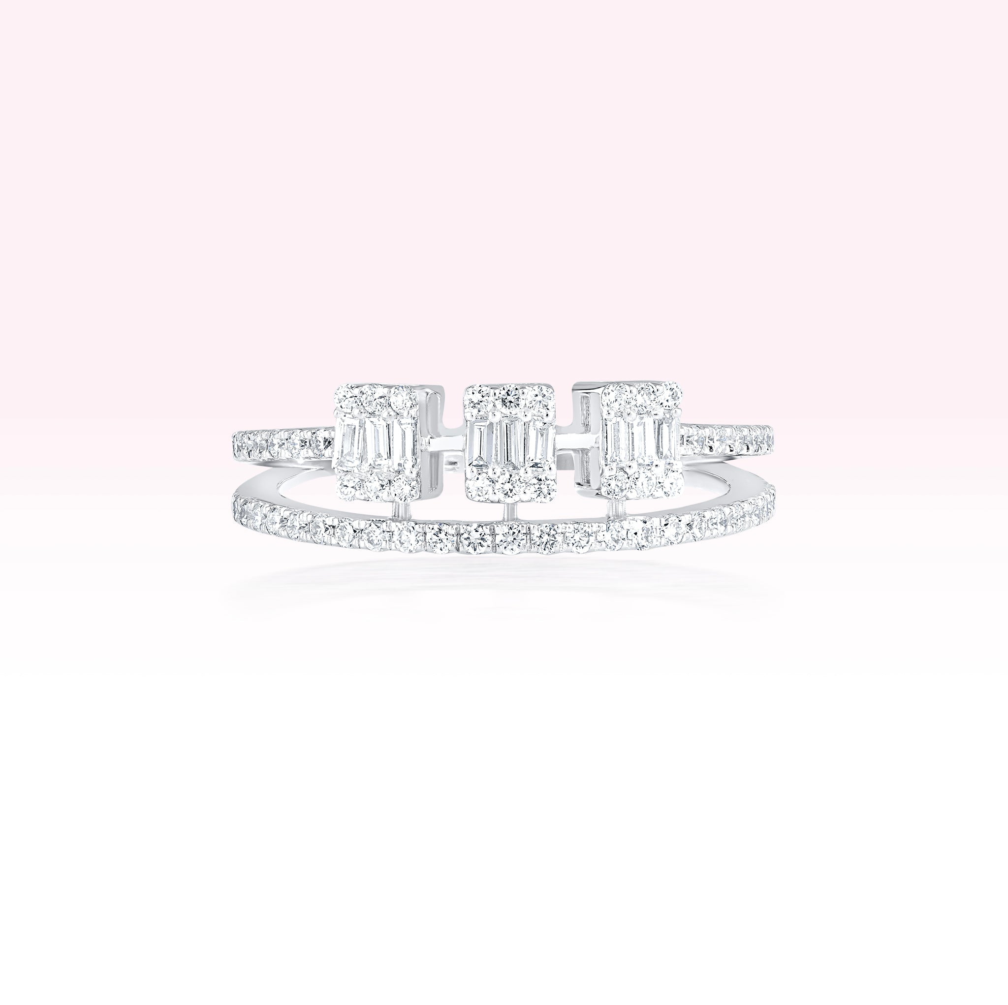 14K White Gold Baguette Diamond Ring - Thessia