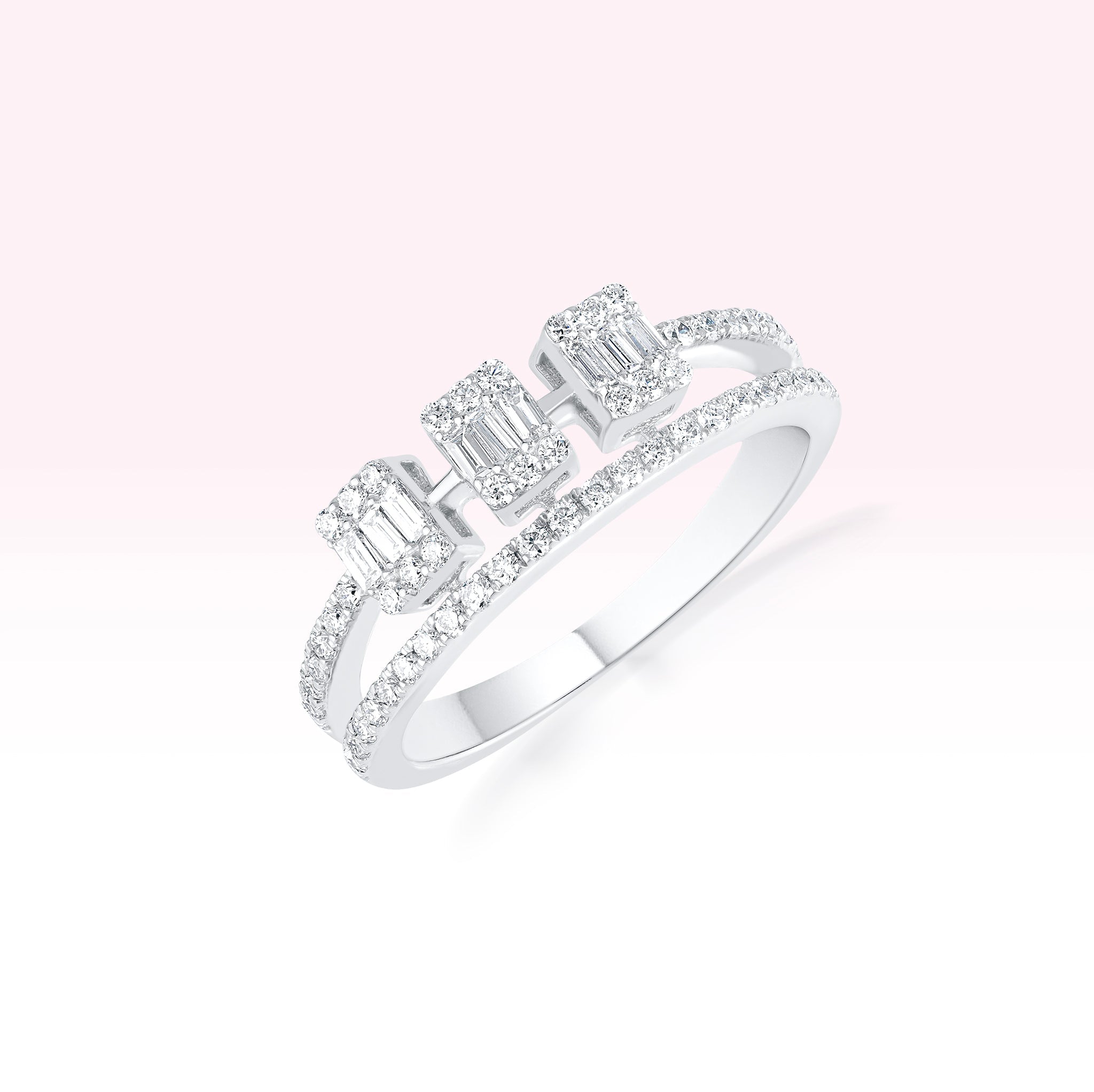 14K White Gold Baguette Diamond Ring - Thessia