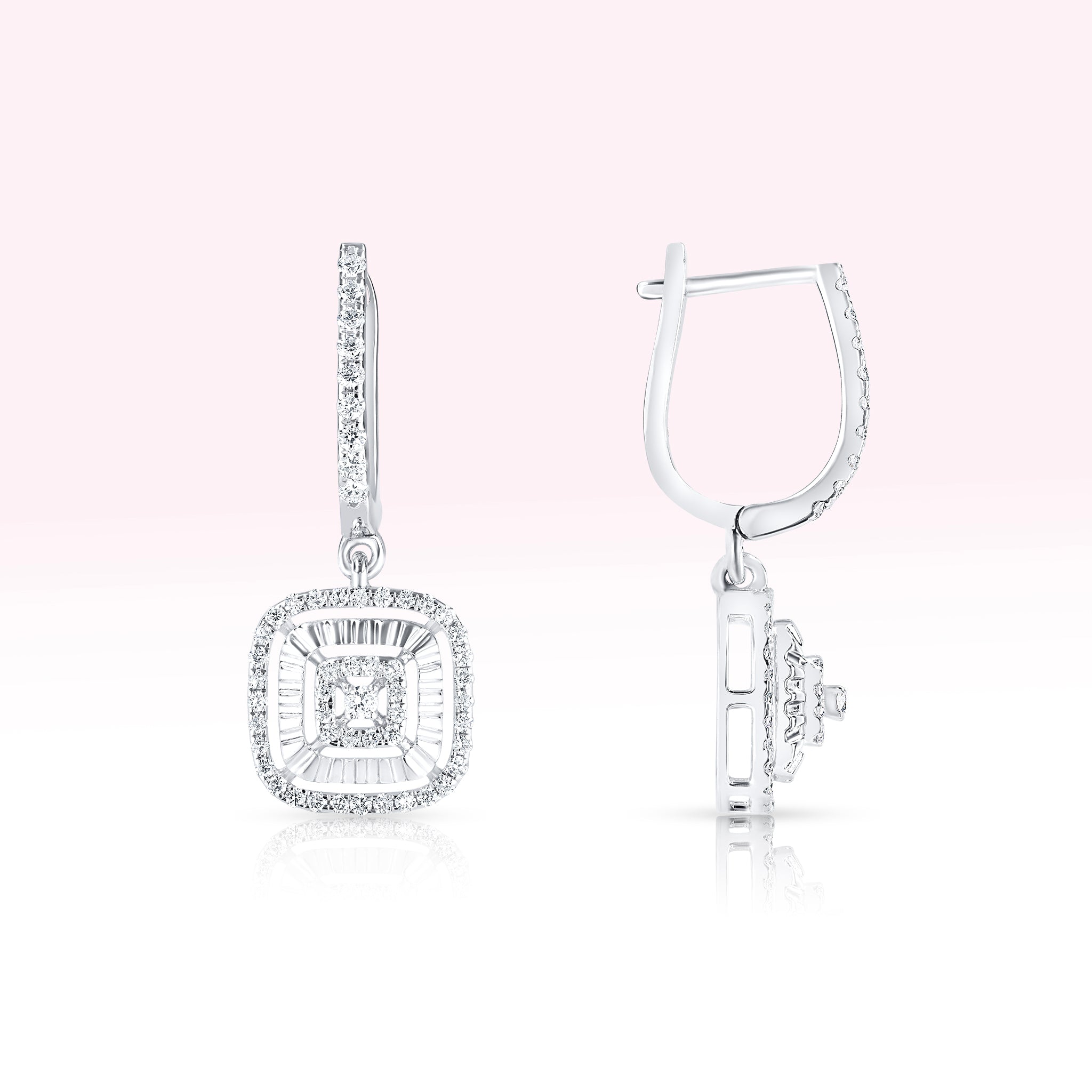 14K White Gold Diamond Drop Earrings - Thessia
