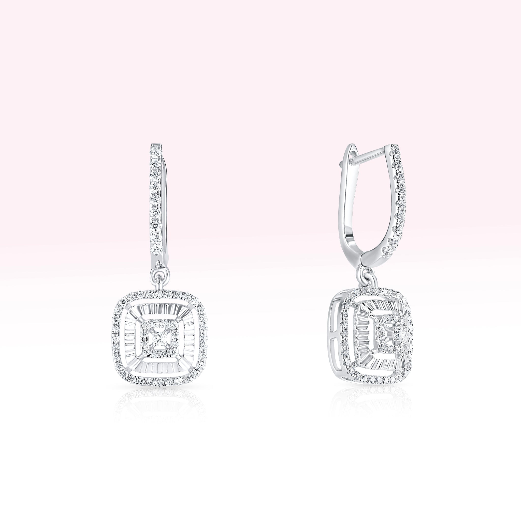 14K White Gold Diamond Drop Earrings - Thessia