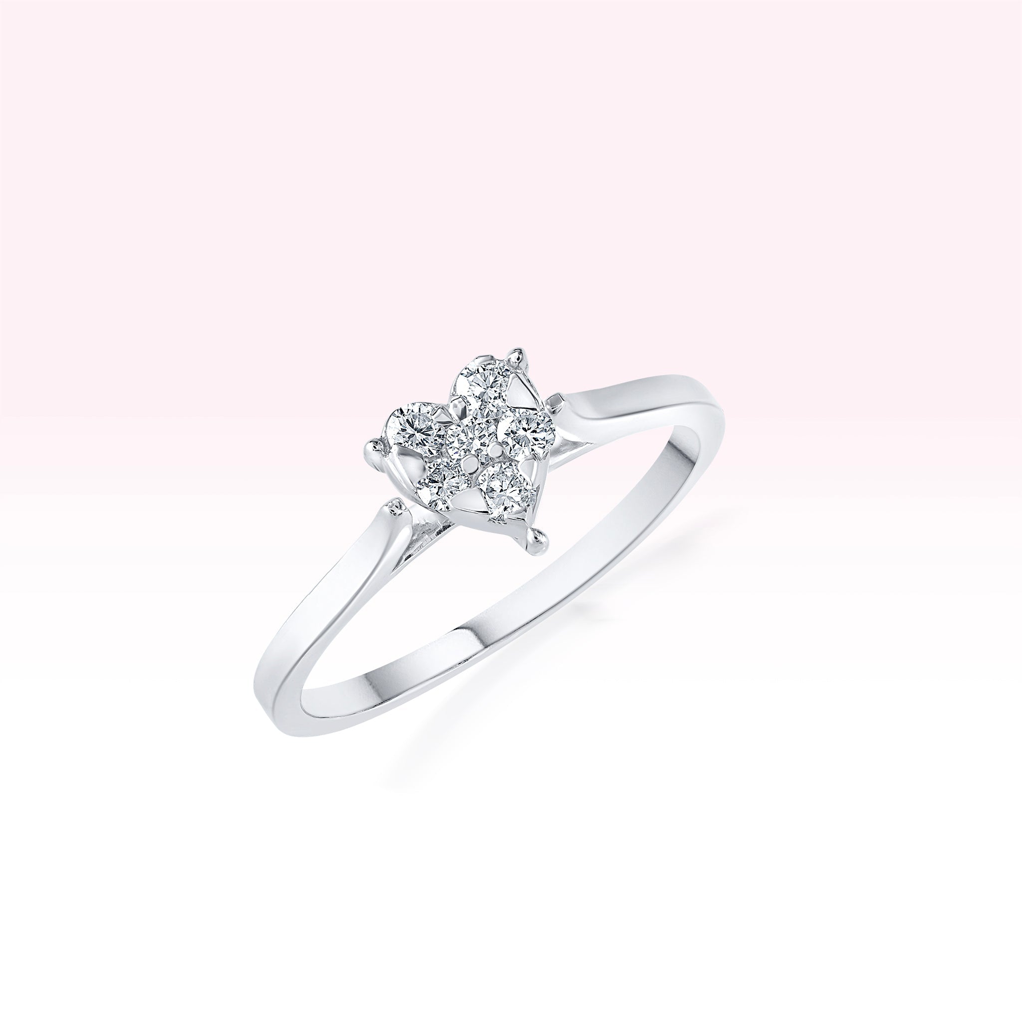 14K White Gold Diamond Heart Ring - Thessia