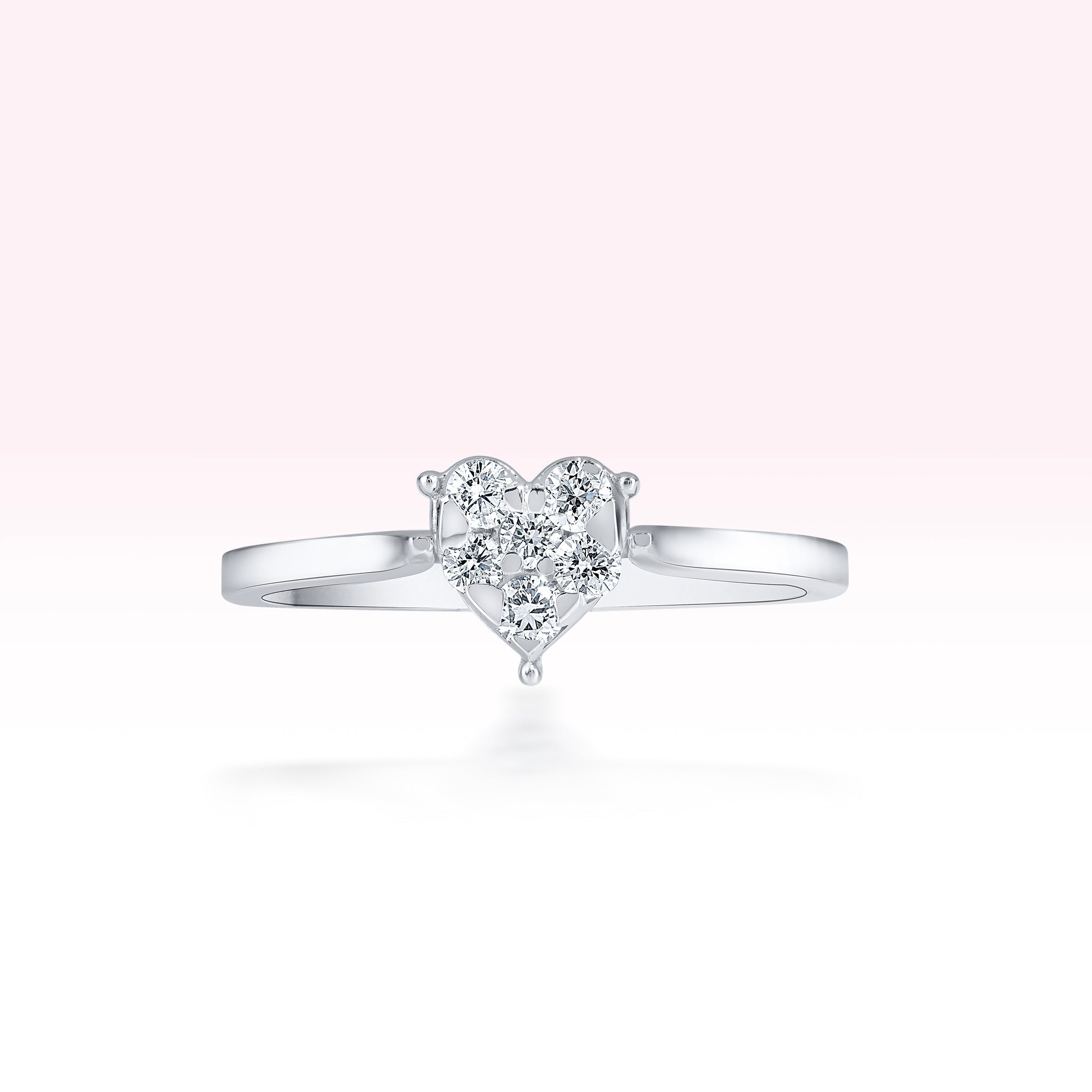 14K White Gold Diamond Heart Ring - Thessia