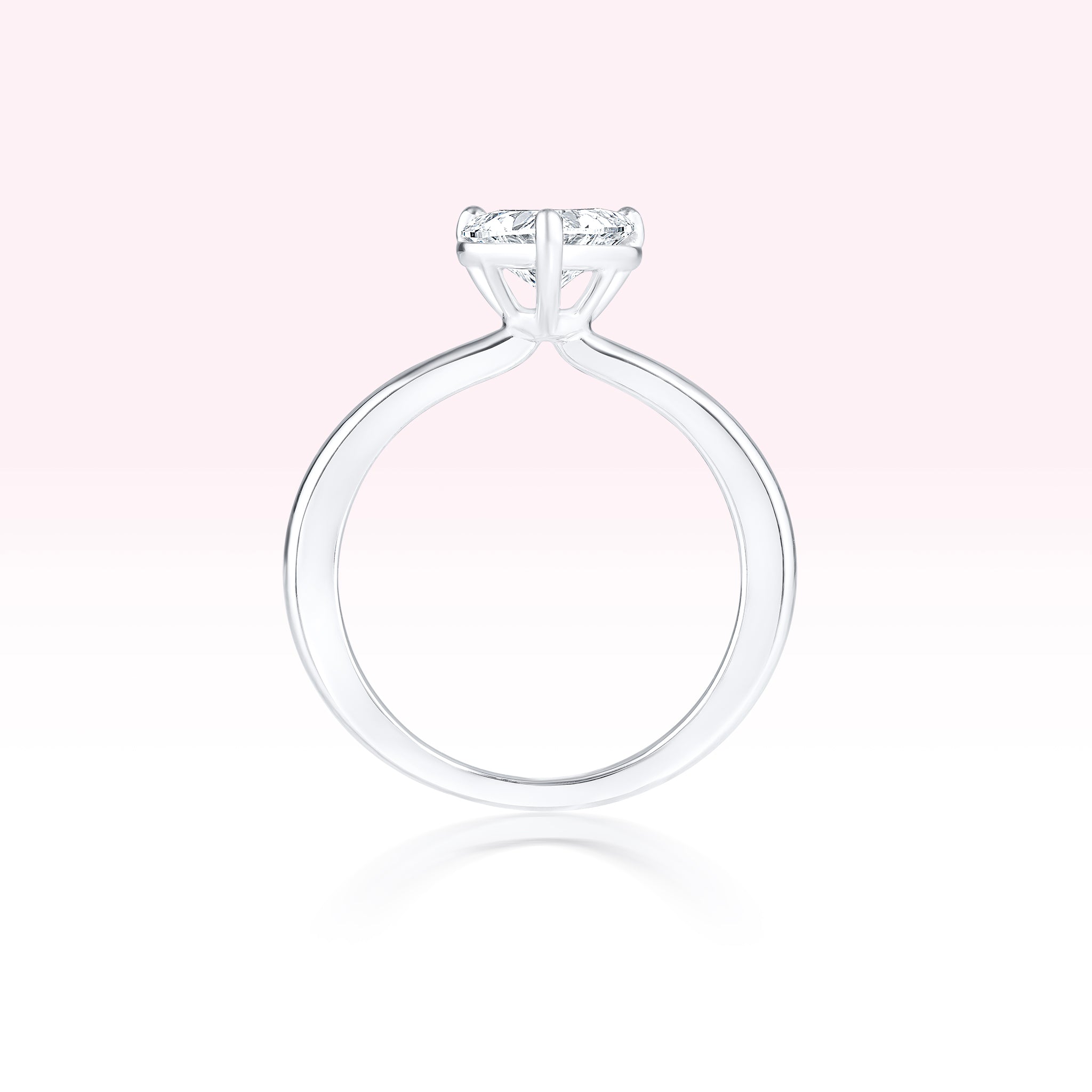 14K White Gold Diamond Heart Solitaire Ring - Thessia