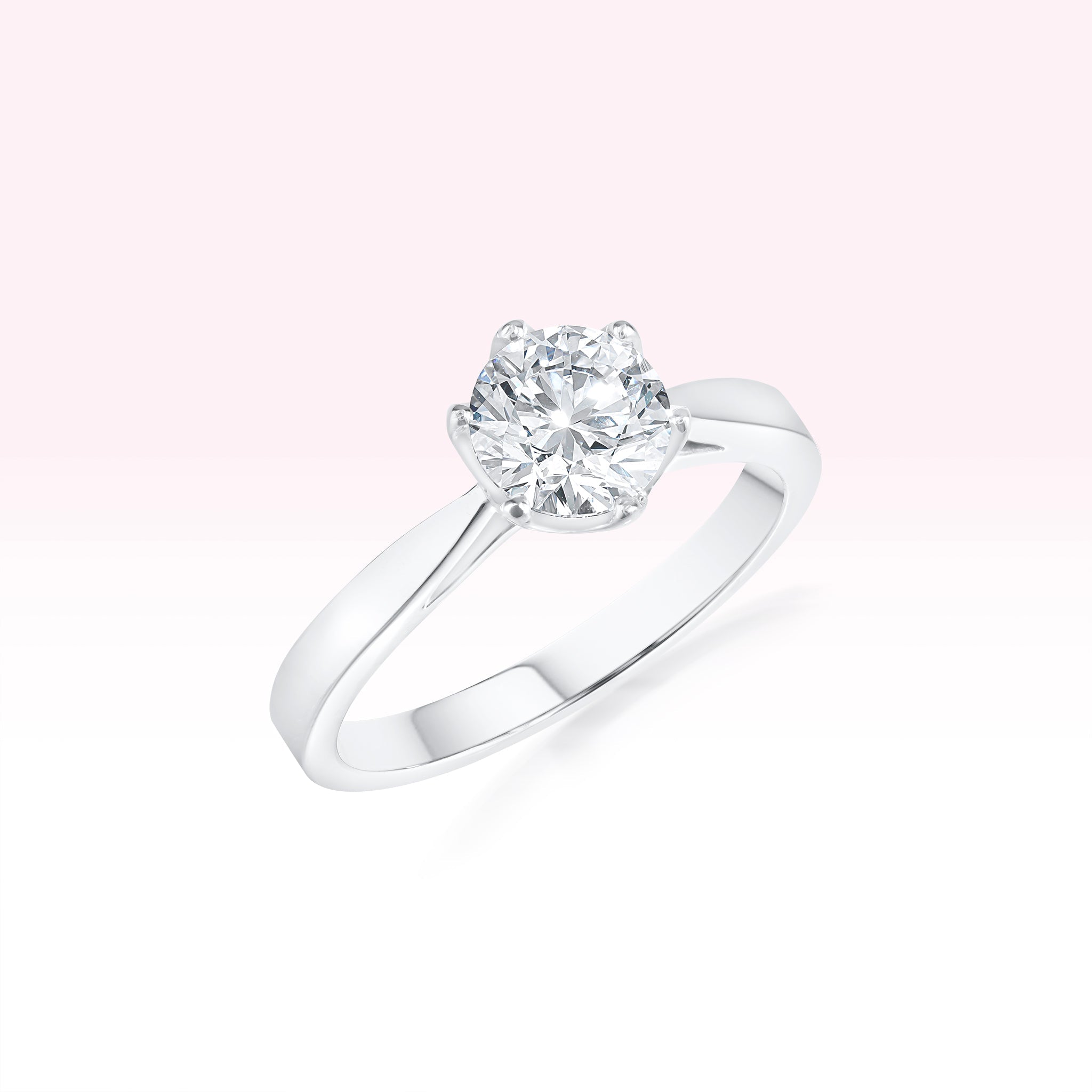 14K White Gold Diamond Solitaire Ring - Thessia