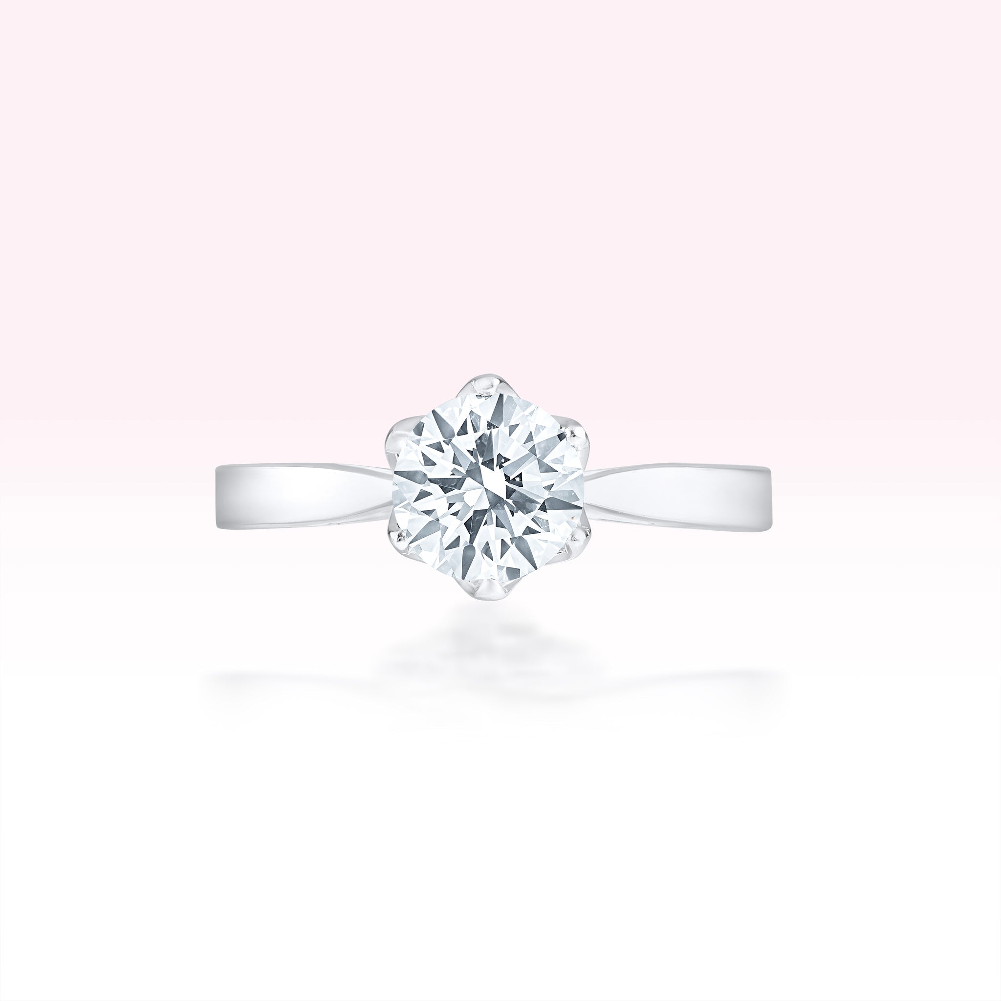 14K White Gold Diamond Solitaire Ring - Thessia