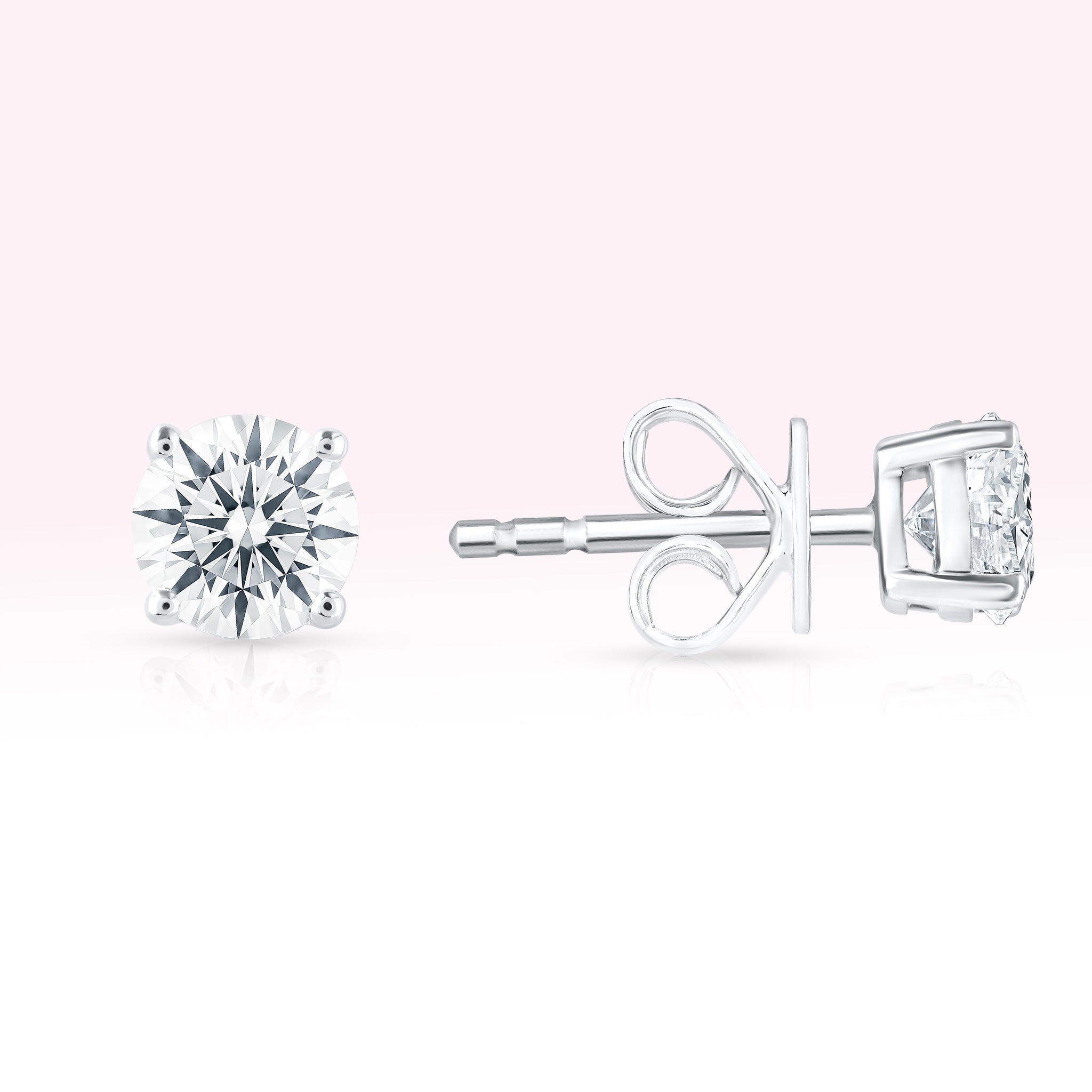 14K White Gold Diamond Solitaire Stud Earrings - Thessia