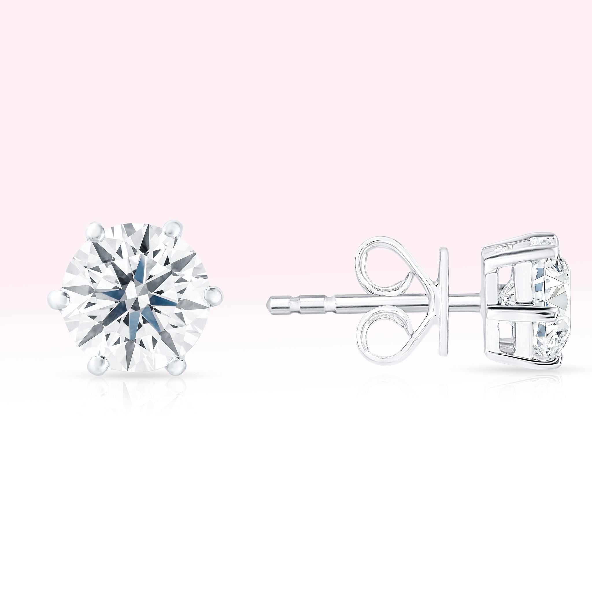 14K White Gold Diamond Solitaire Stud Earrings - Thessia