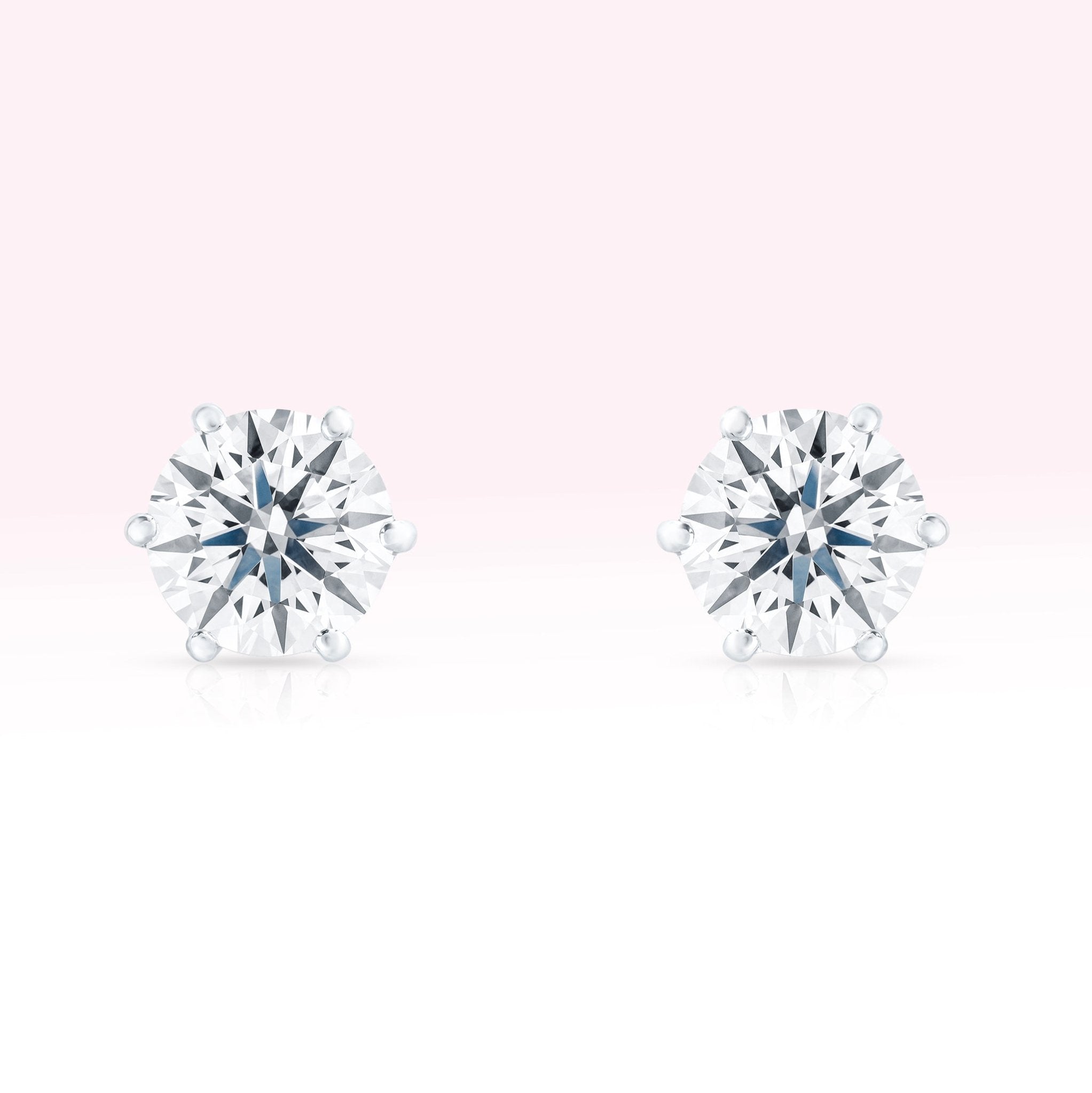 14K White Gold Diamond Solitaire Stud Earrings - Thessia