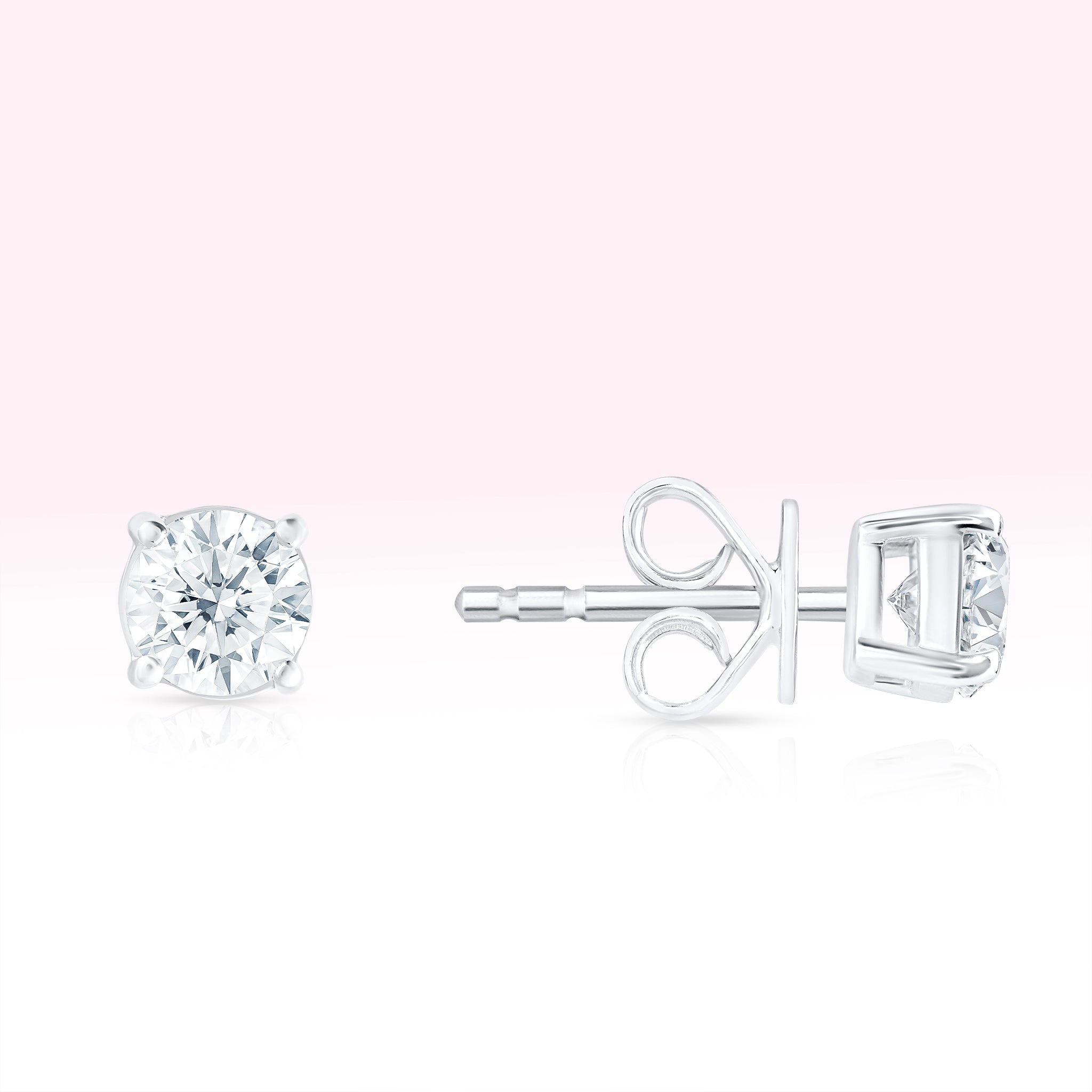 14K White Gold Diamond Solitaire Stud Earrings - Thessia