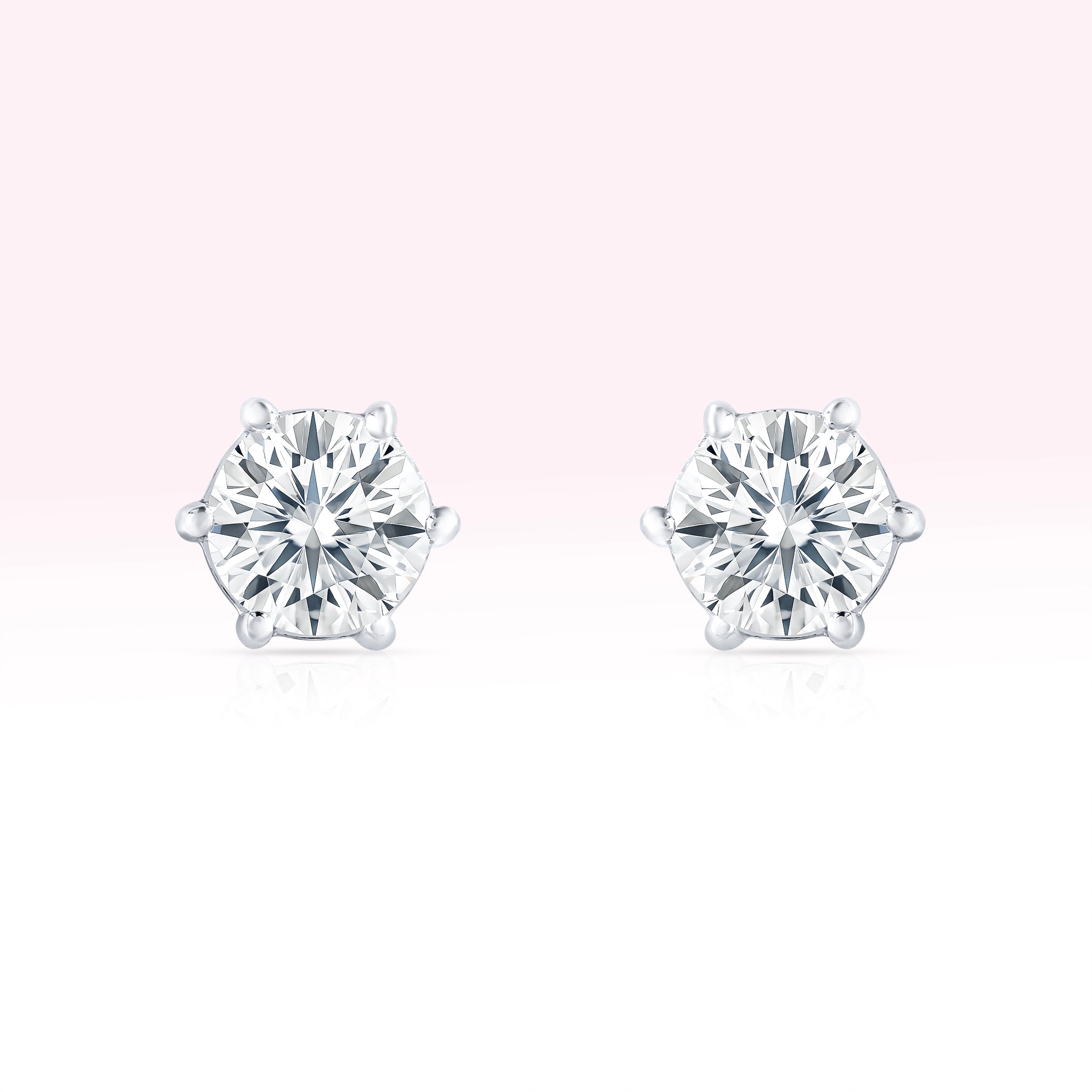 14K White Gold Diamond Solitaire Stud Earrings - Thessia