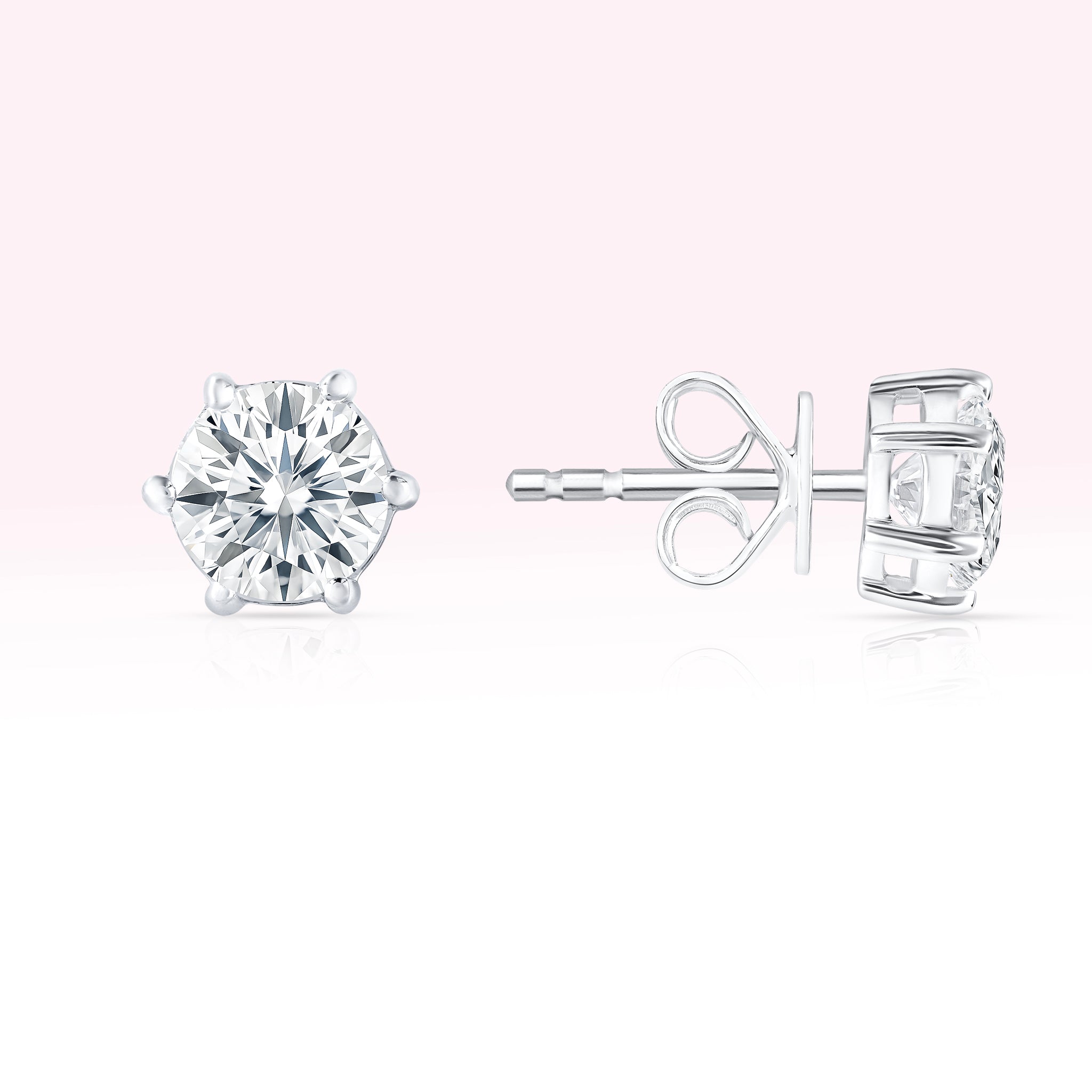 14K White Gold Diamond Solitaire Stud Earrings - Thessia