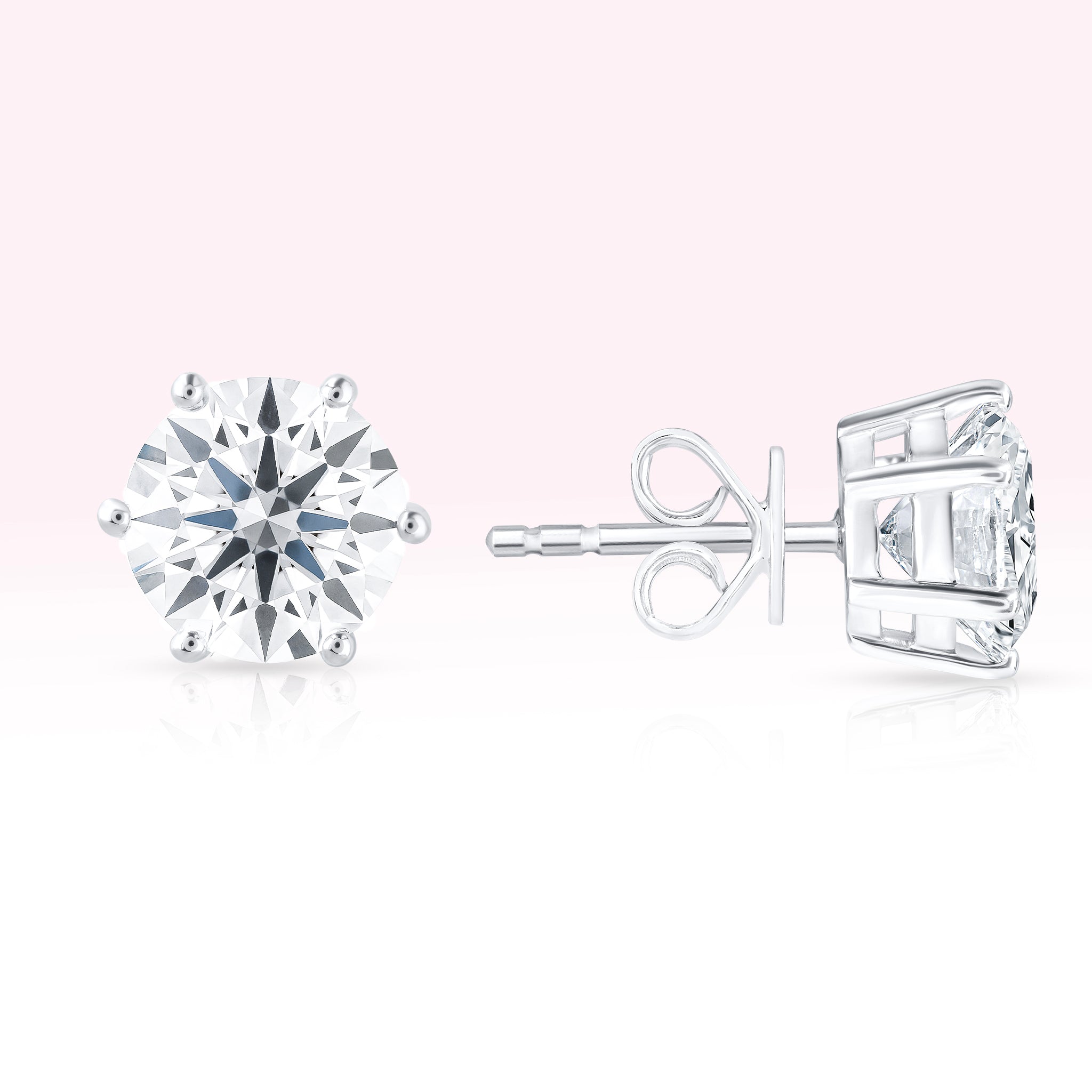 14K White Gold Diamond Solitaire Stud Earrings - Thessia
