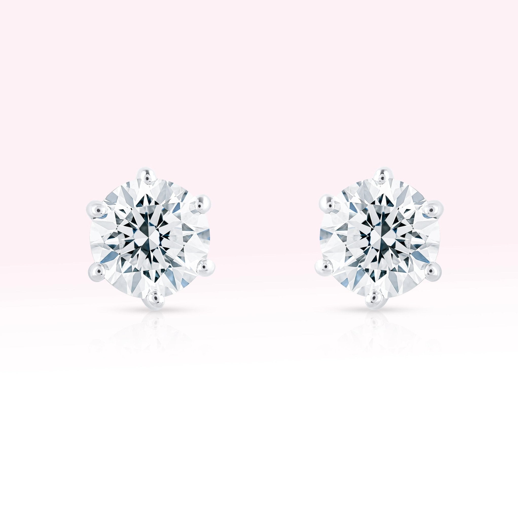 14K White Gold Diamond Solitaire Stud Earrings - Thessia