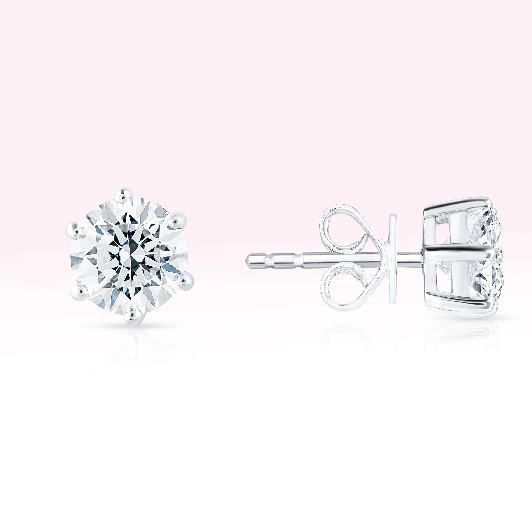 14K White Gold Diamond Solitaire Stud Earrings - Thessia