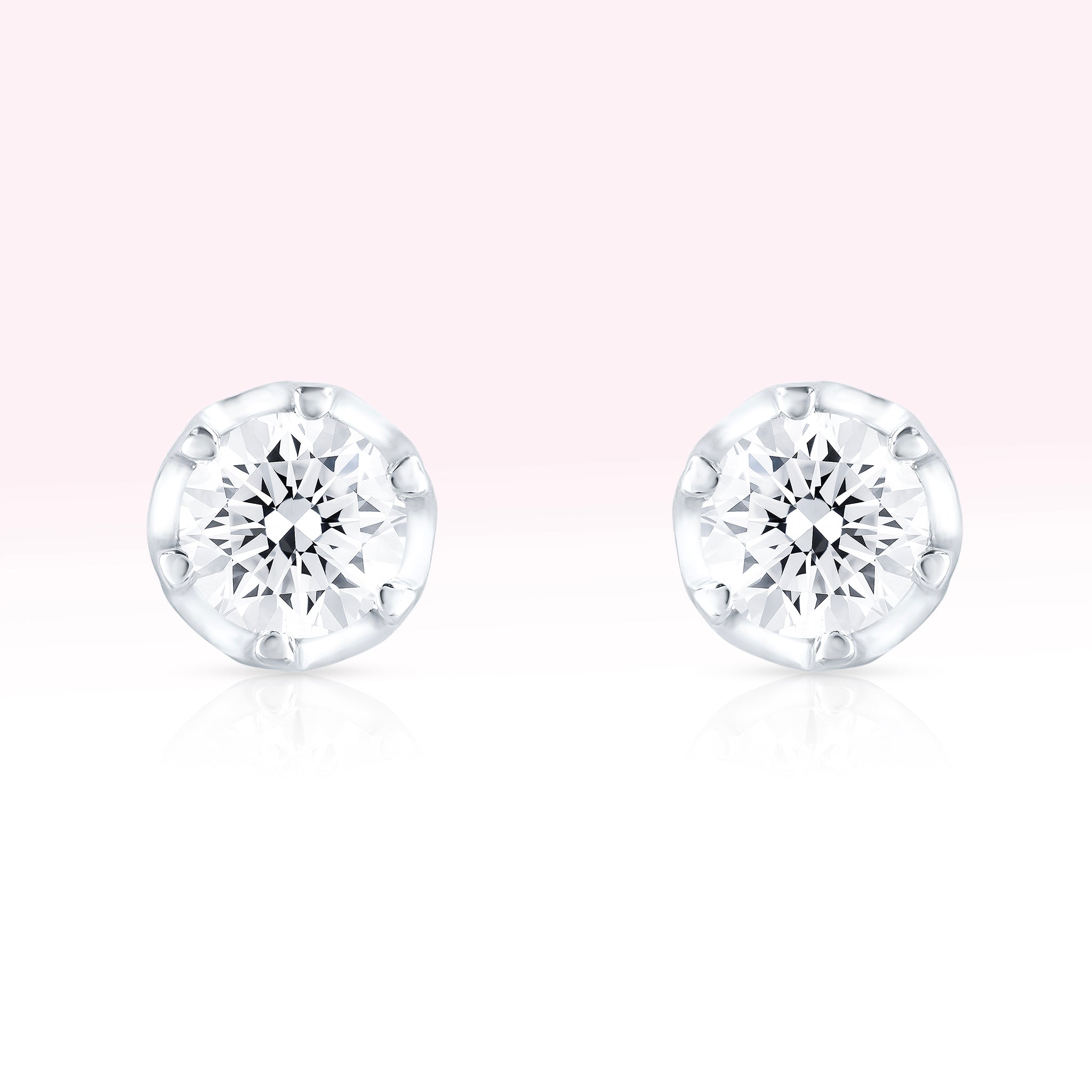 14K White Gold Diamond Solitaire Stud Earrings - Thessia