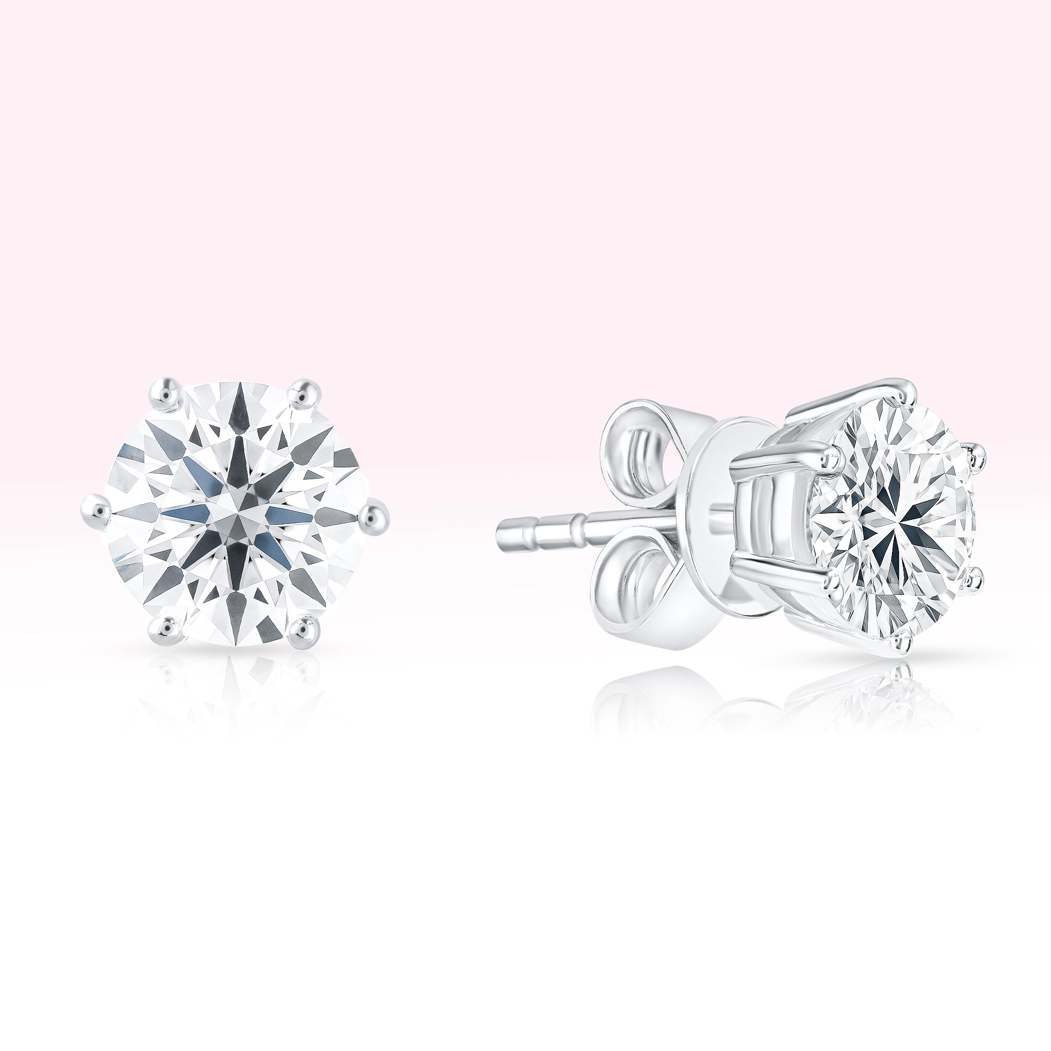 14K White Gold Diamond Solitaire Stud Earrings - Thessia