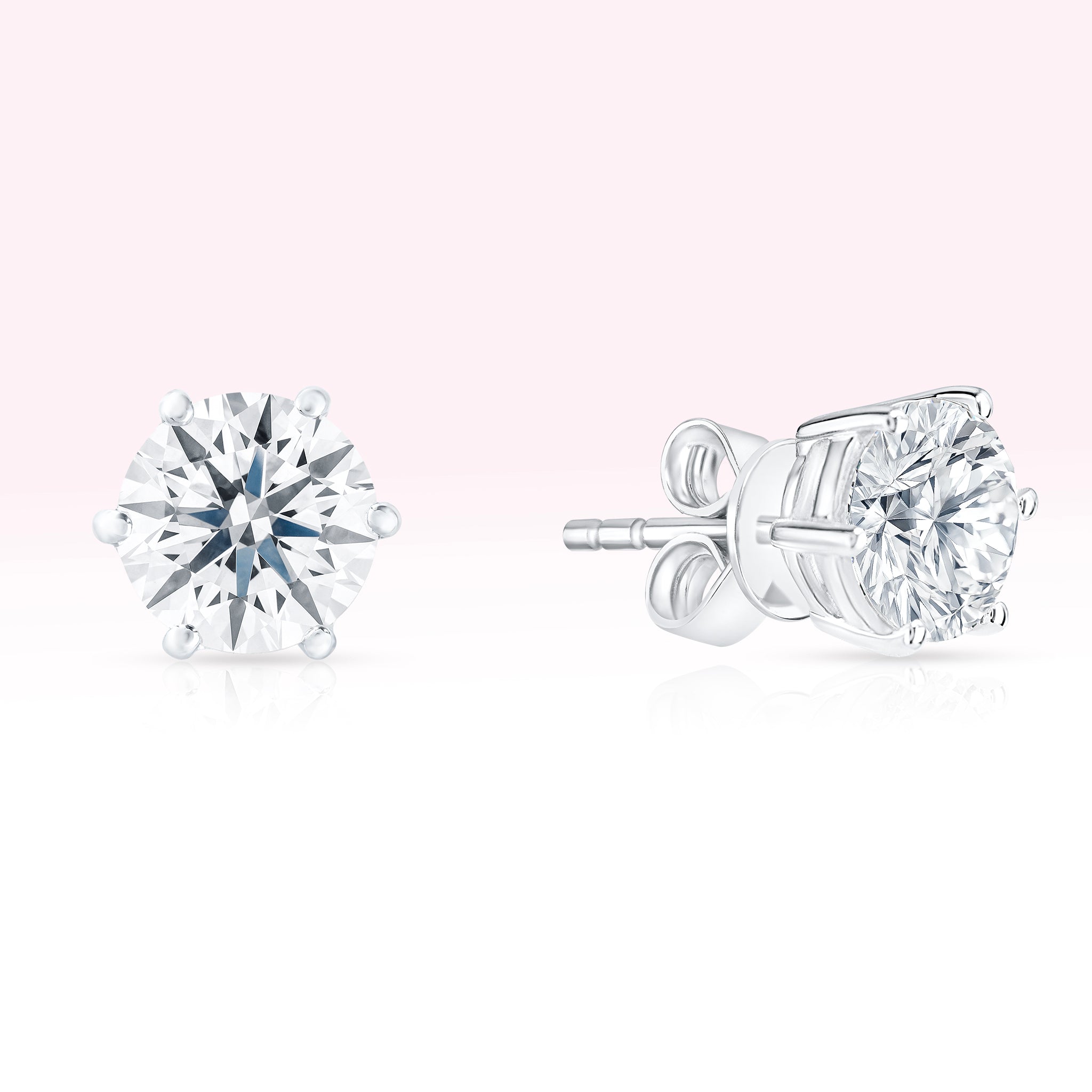 14K White Gold Diamond Solitaire Stud Earrings - Thessia