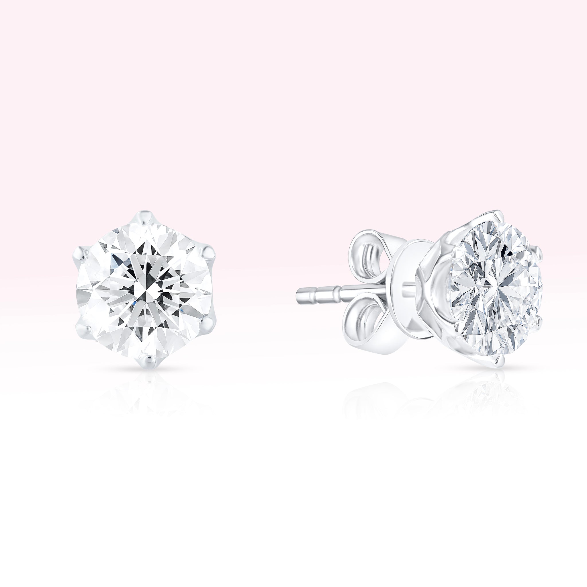 14K White Gold Diamond Solitaire Stud Earrings - Thessia