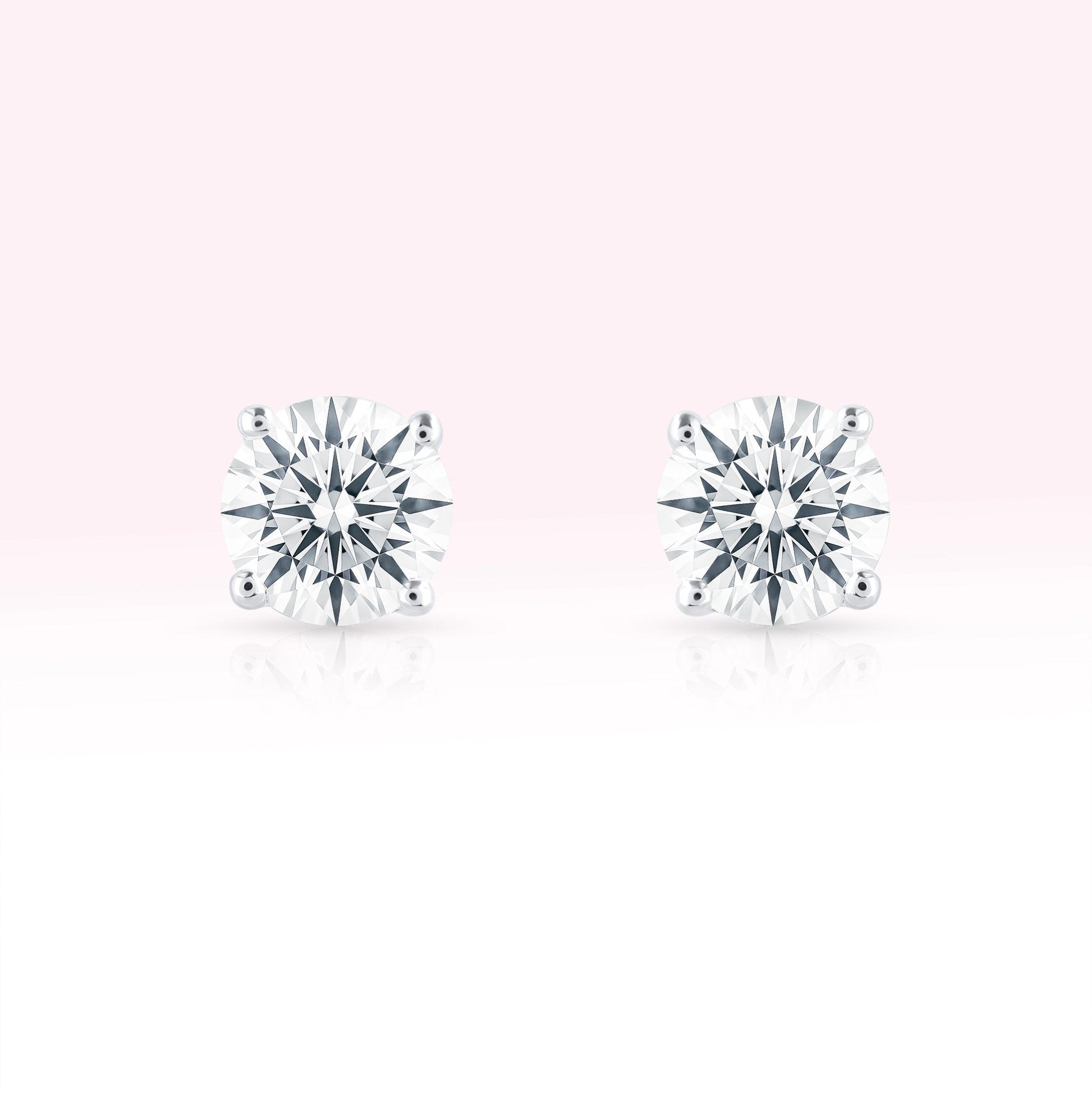 14K White Gold Diamond Solitaire Stud Earrings - Thessia