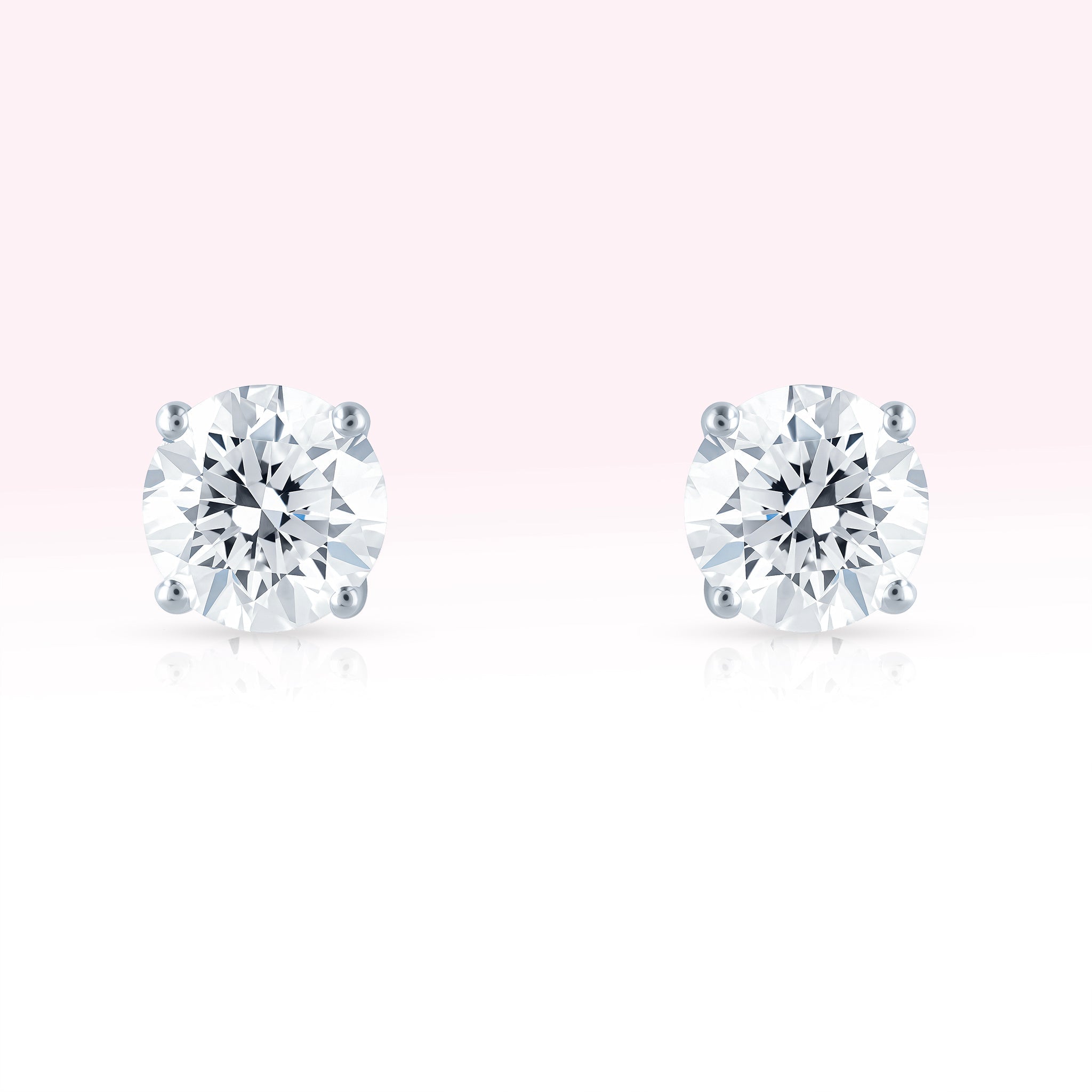 14K White Gold Diamond Solitaire Stud Earrings - Thessia