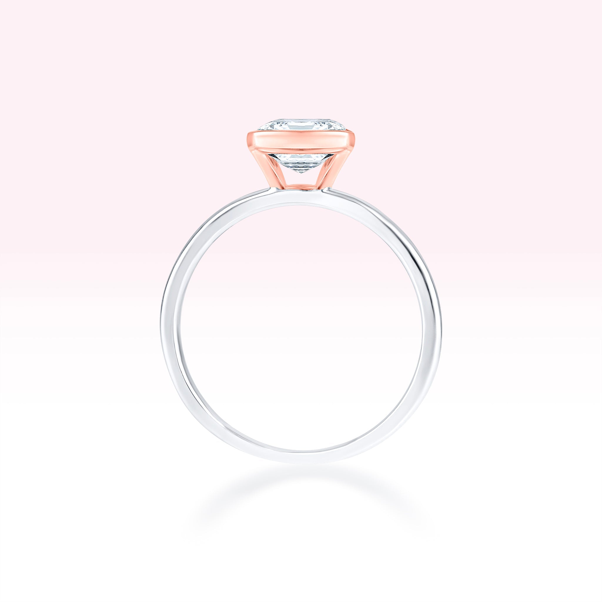 14K White Gold Rose Gold Diamond Baguette Solitaire Ring - Thessia