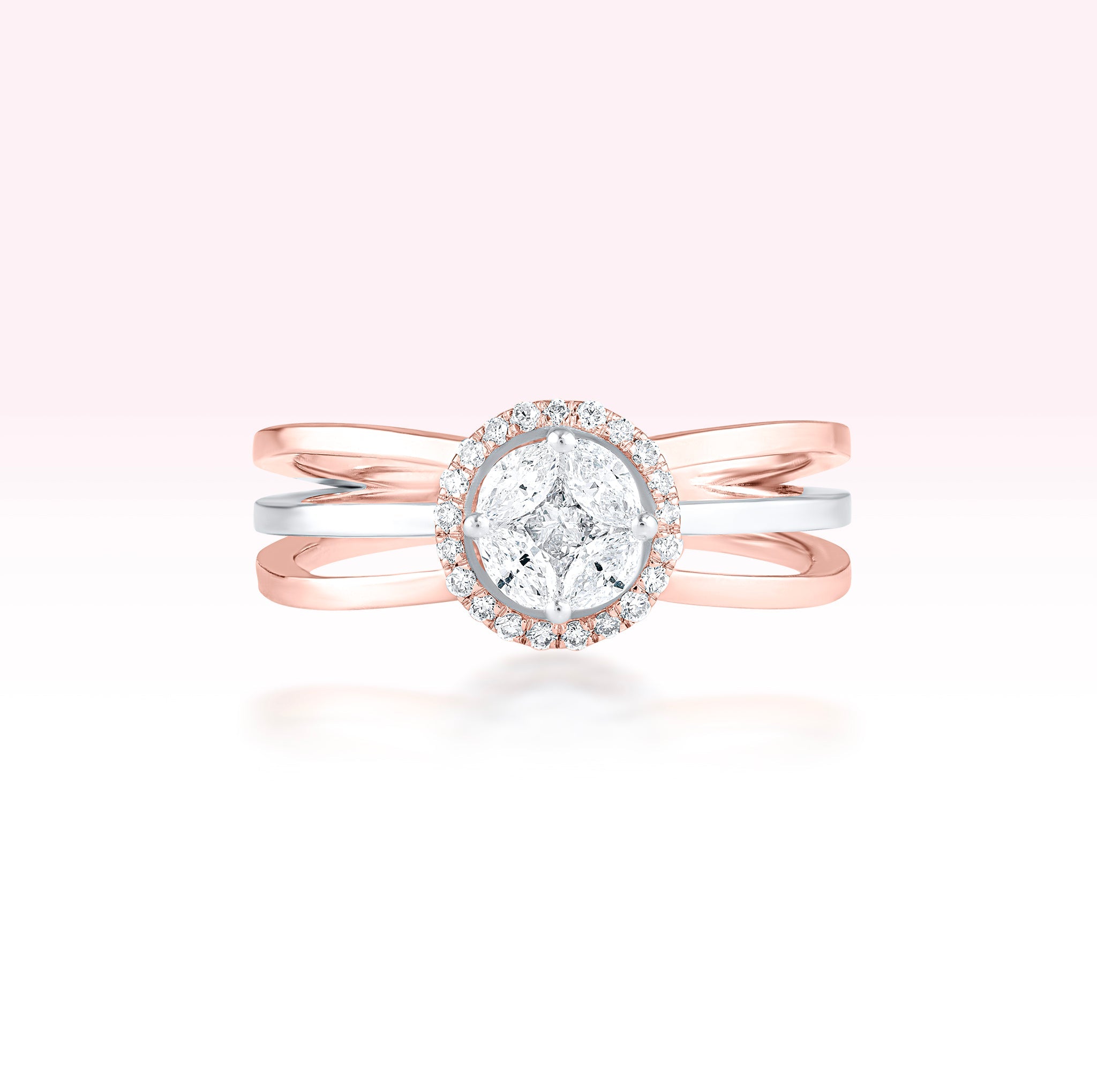 14K White Gold Rose Gold Diamond Ring - Thessia