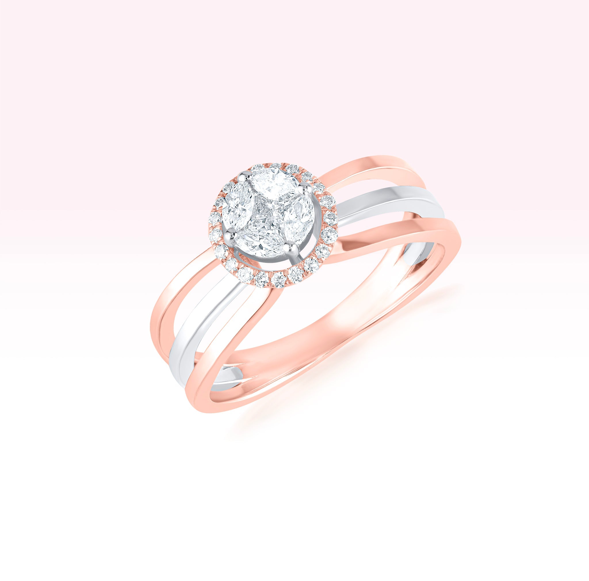 14K White Gold Rose Gold Diamond Ring - Thessia