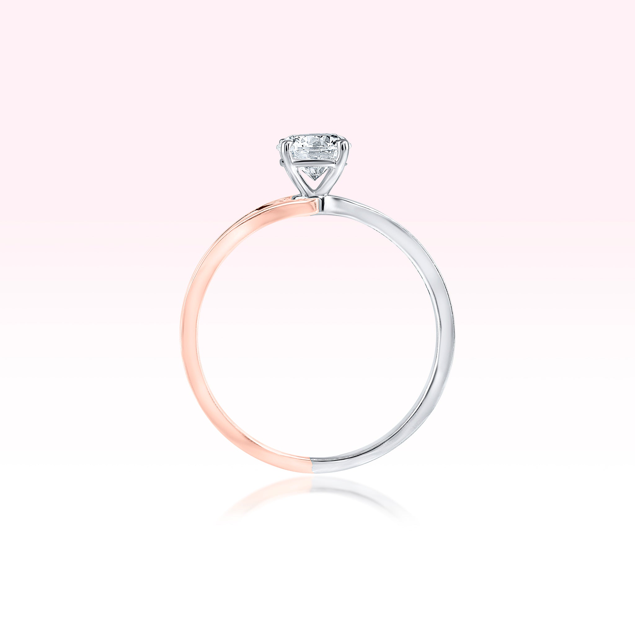 14K White Gold Rose Gold Diamond Solitaire Ring - Thessia