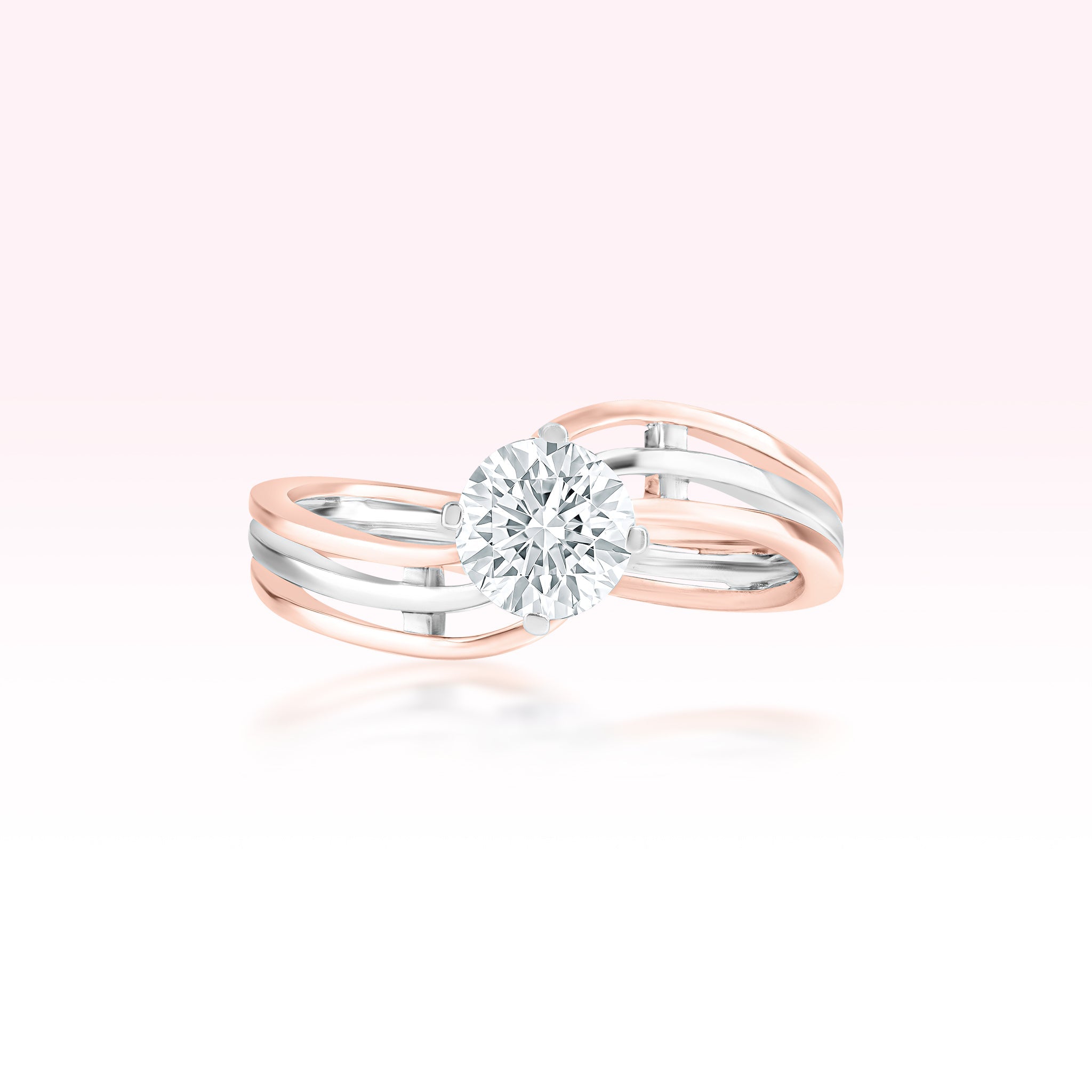14K White Gold Rose Gold Diamond Solitaire Ring - Thessia